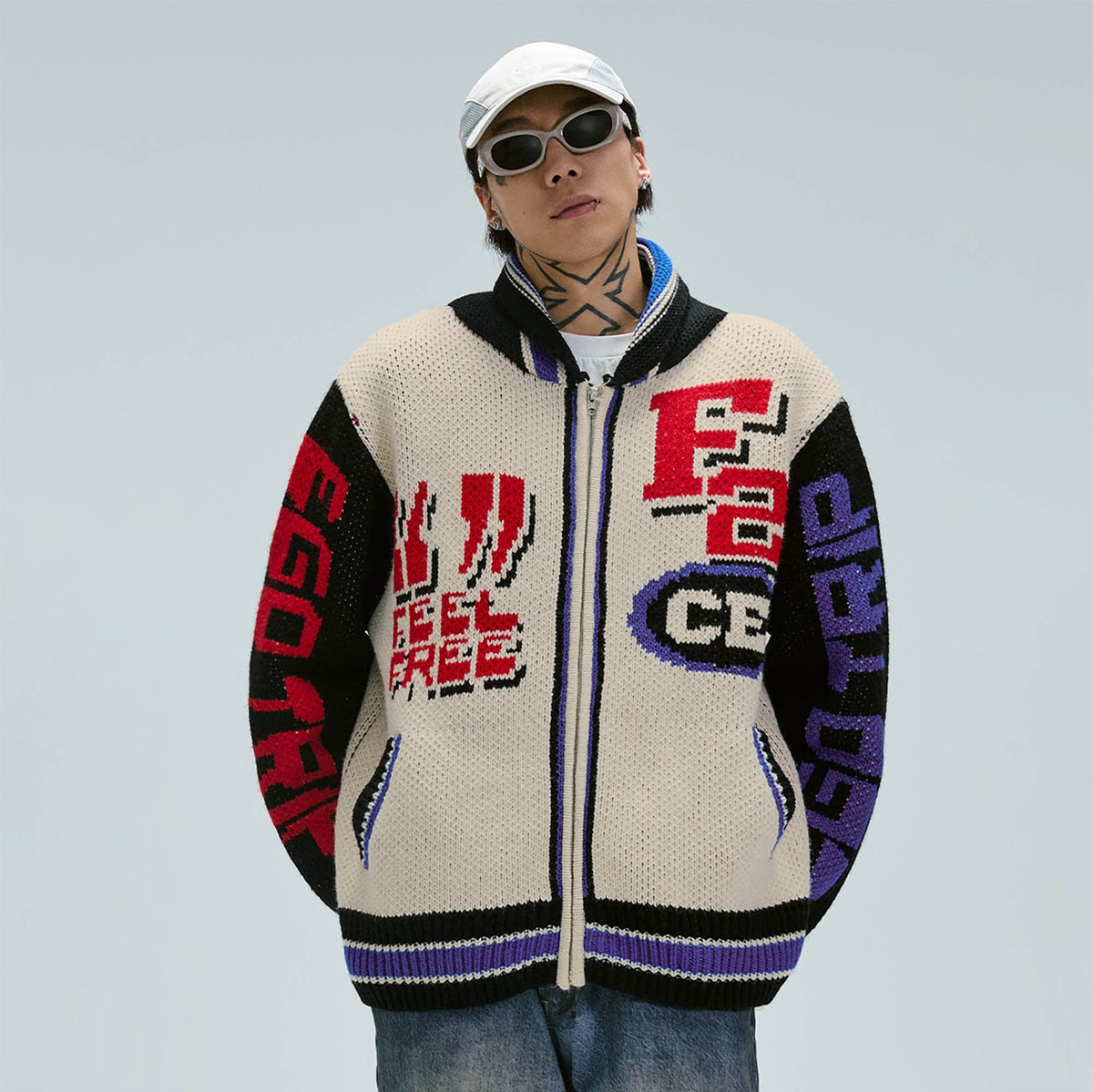 F2CE Jacquard Knit Bomber Jacket