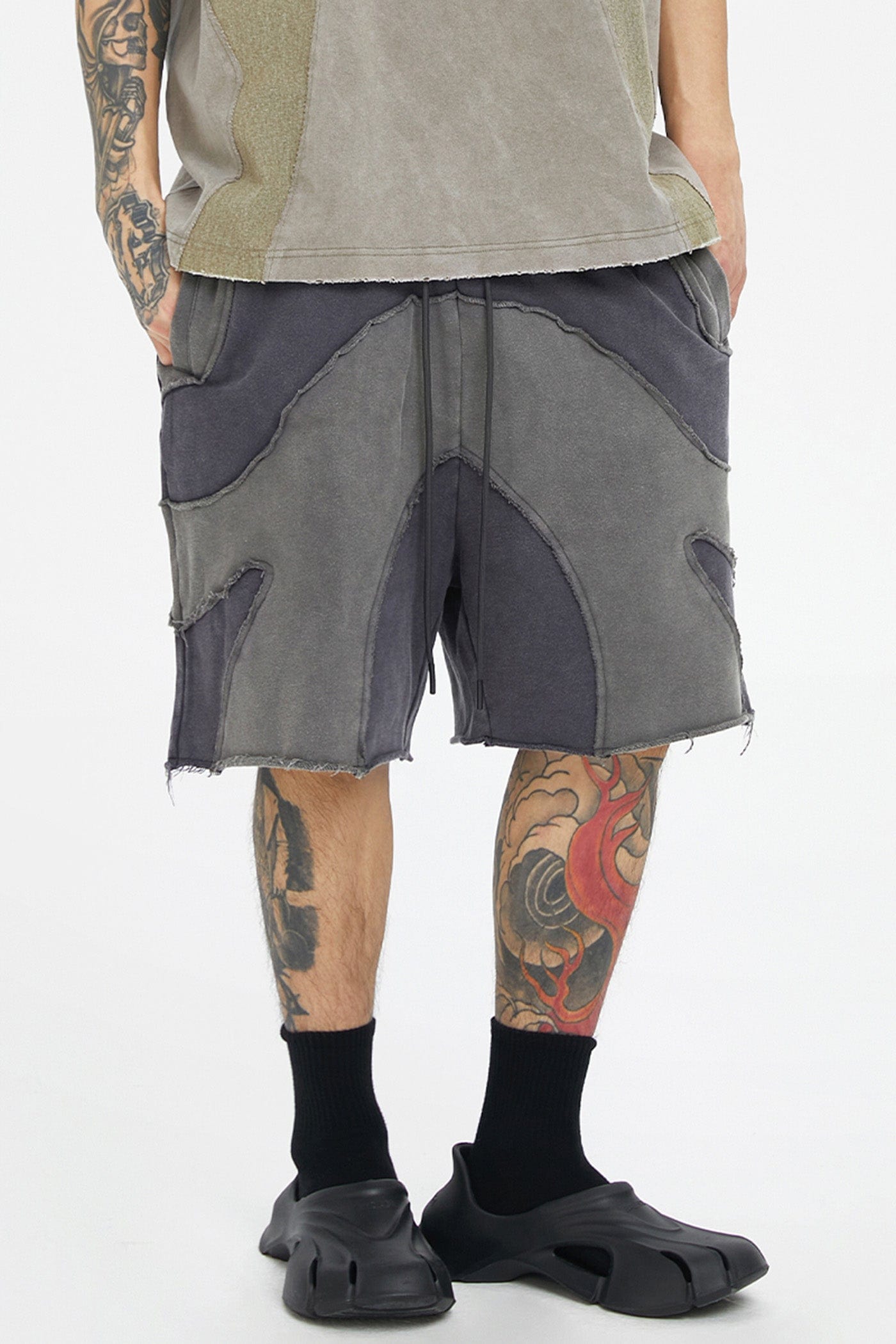 F2CE Distressed Spliced Shorts