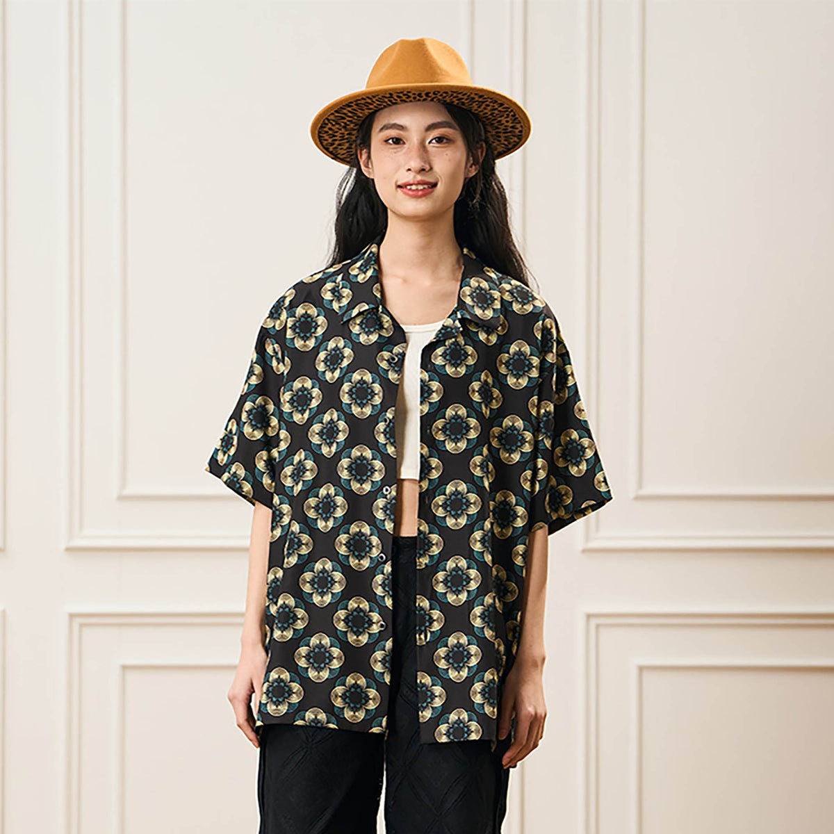 EPIC POETRY Geometric Floral Cuban Shirt