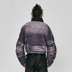 FLYERRER Distressed Curved Spliced Jacket Grey