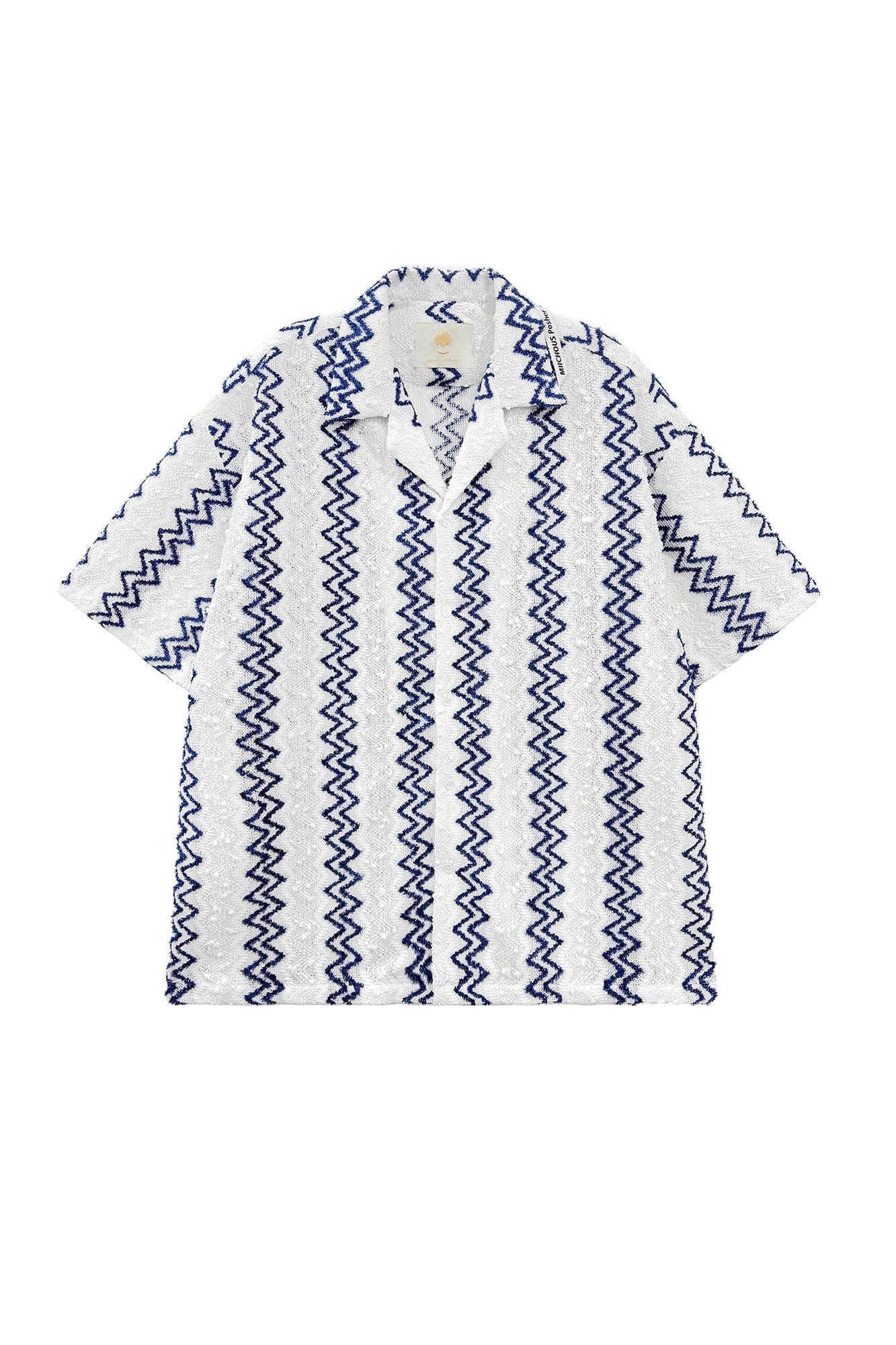 MIICHOUS Geometric Ripple Jacquard Oversized Half Shirt