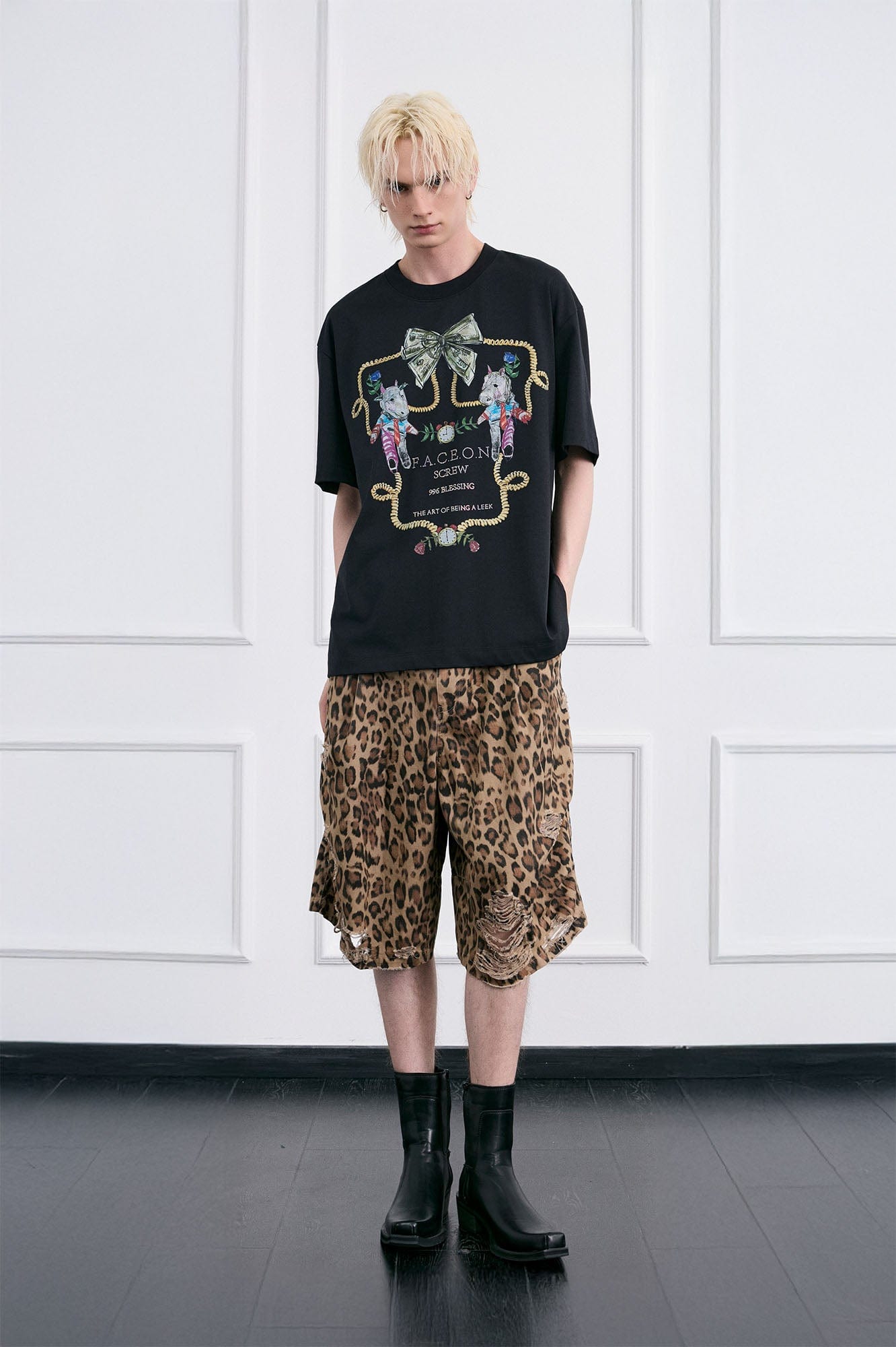 FACEONLAB Whimsical Cow and Horse T-Shirt