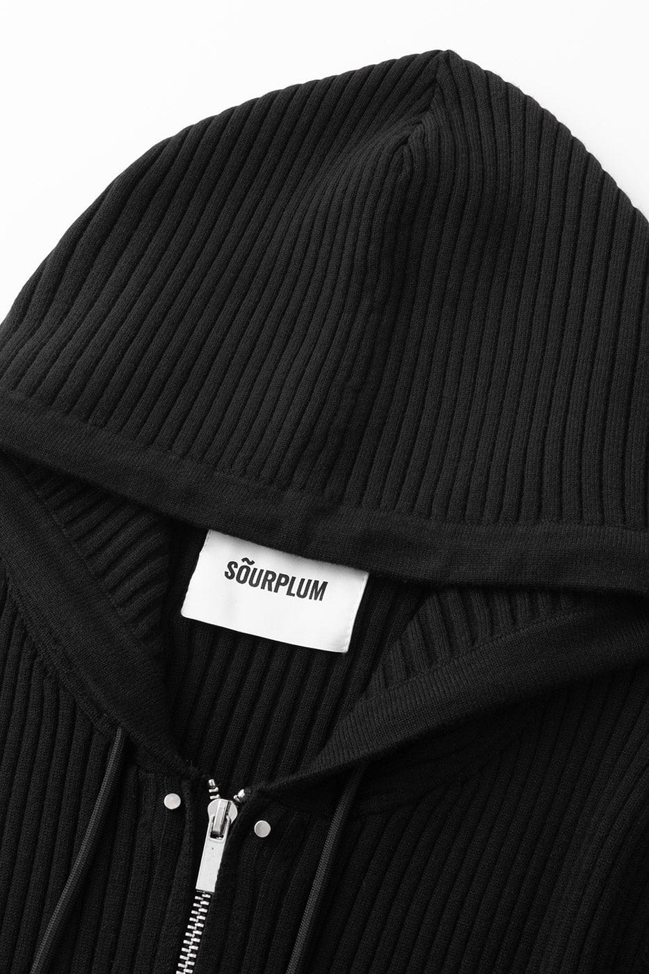 SOURPLUM Cropped Rivet Zip-Up Knitted Hoodie