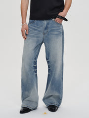 CATSSTAC Frost-Washed Wide-Leg Flared Jeans