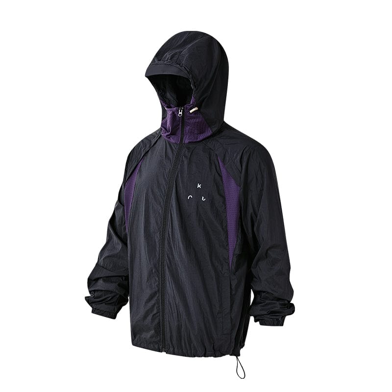 KREATE Asymmetrical Zip Mesh-Paneled UV Protection Hooded Jacket