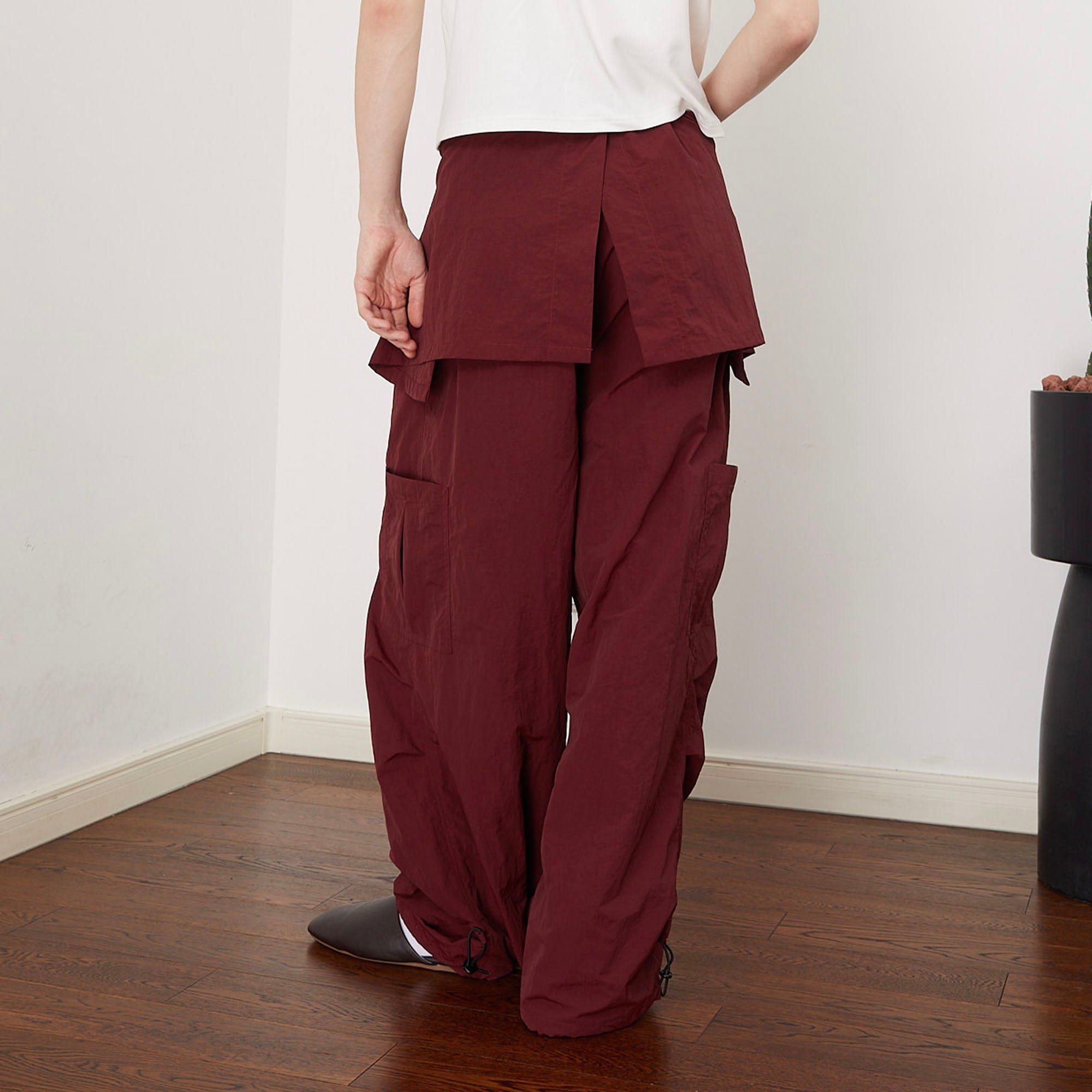 ASSEEN Detachable Draped Flap Wrinkled Parachute Pants