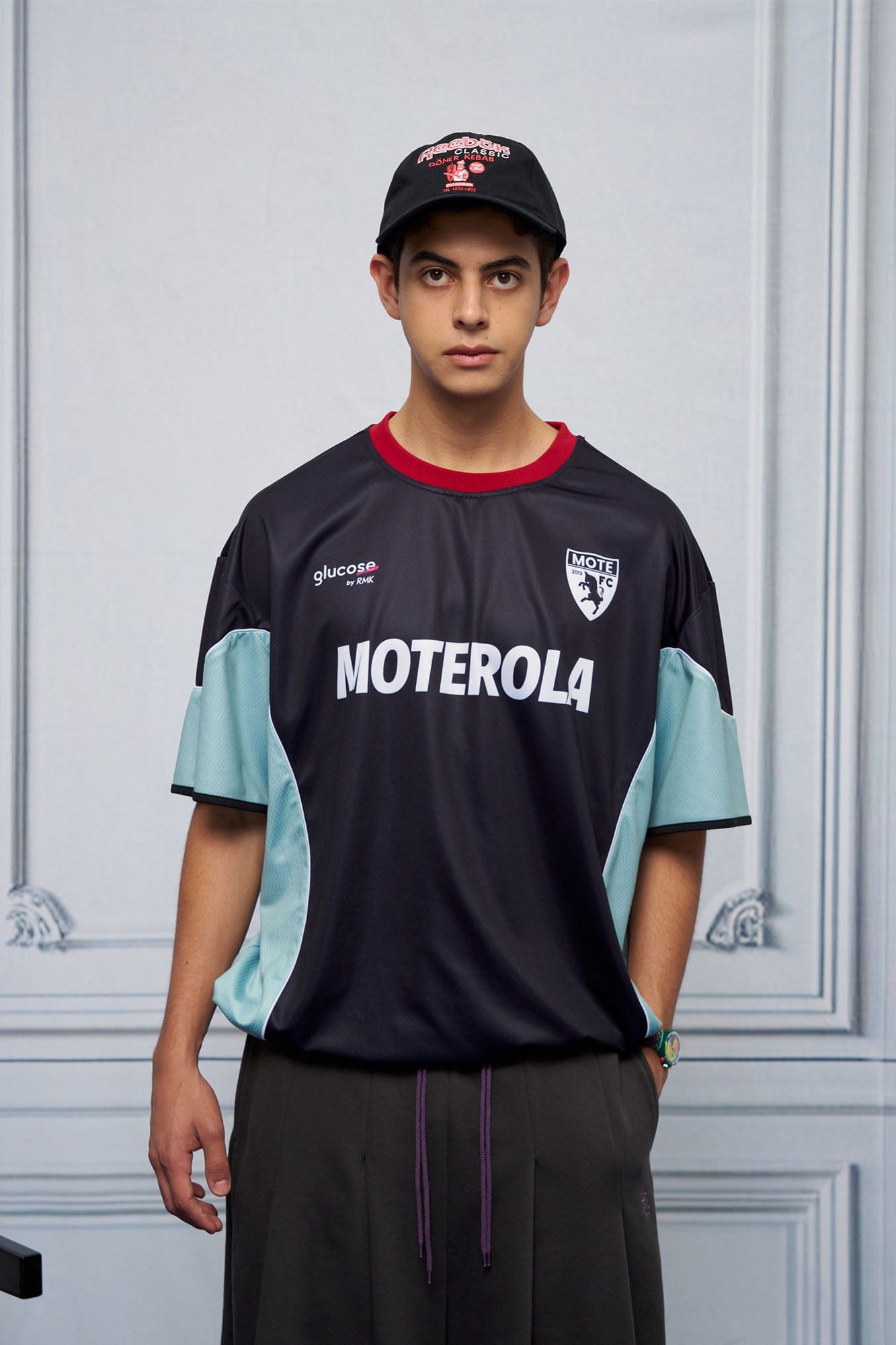 UNLIMITED MOTE x glucose by RMK Contrast Spliced Drawstring Hem Jersey