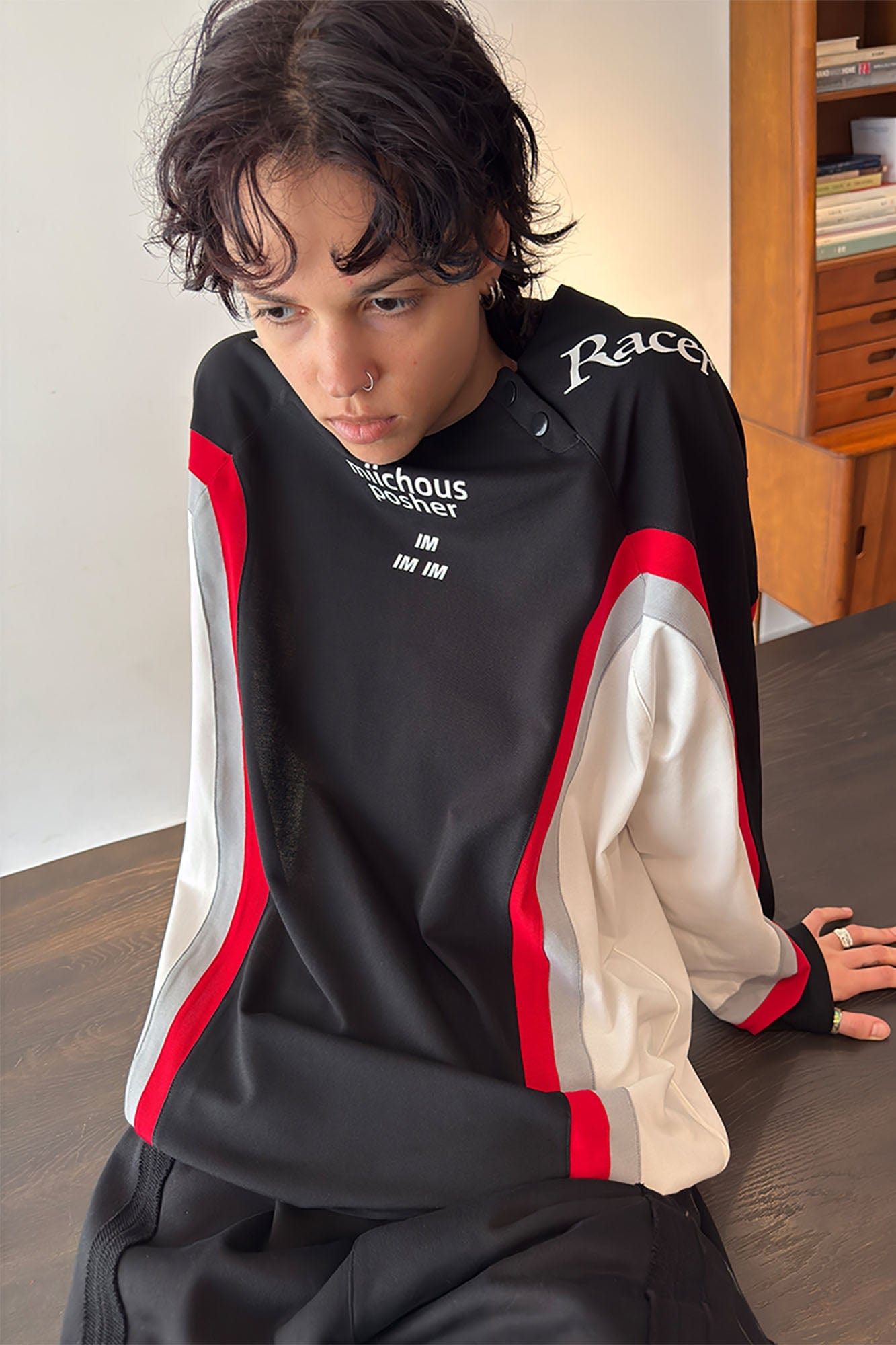 MIICHOUS Arc Panelled UV Protection Button-Neck Long-Sleeve Tee