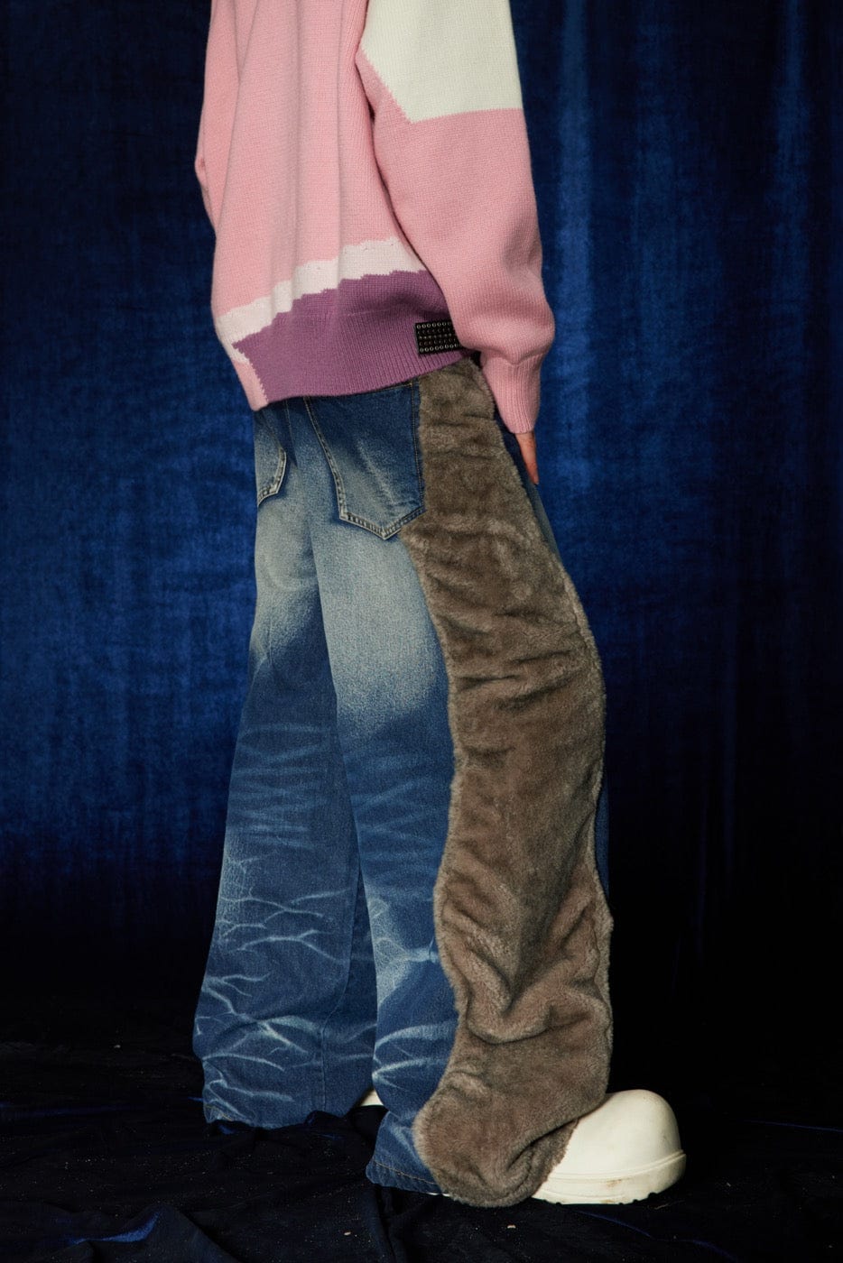 DND4DES Faux Fur Spliced Jeans