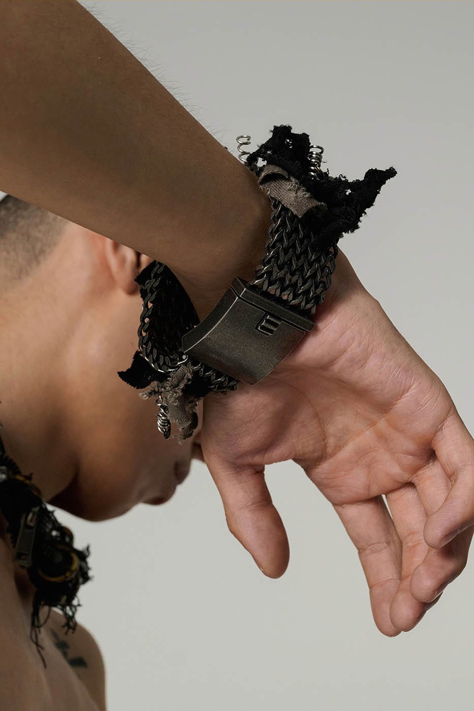 ILLUSORY x FLYERRER Distressed Metal Fabric Bracelet