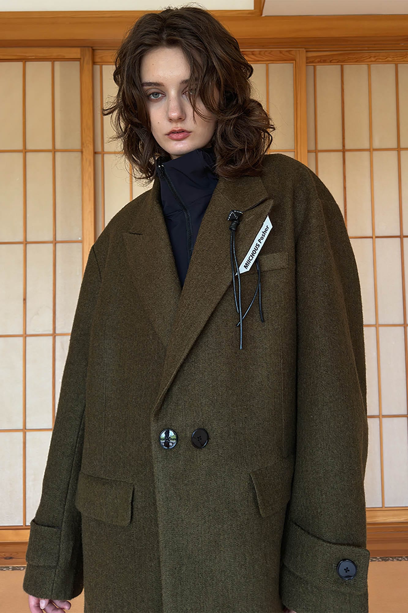 MIICHOUS Modern Oversized Double-Breasted Wool Coat