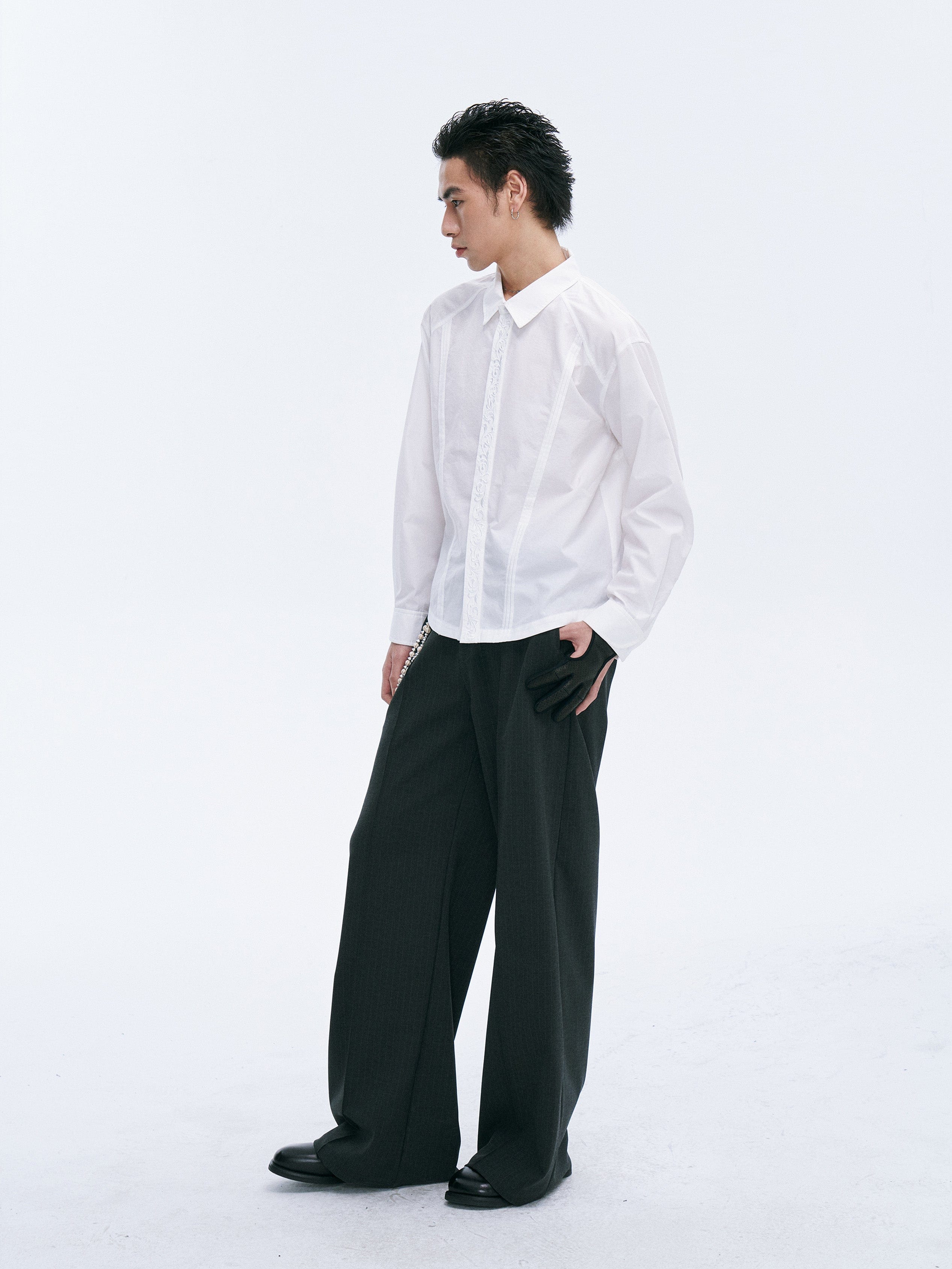 CATSSTAC Classic Pinstripe Wide-Leg Pants