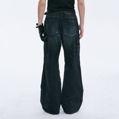CATSSTAC Distressed Double-Knee Carpenter Straight-Leg Jeans Black