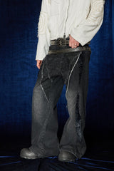 DND4DES Raw-Edge Faux Fur Spliced Jeans
