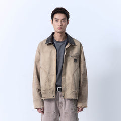 IN EXISTENCE Dirty-Washed Contrast Collar Detroit Jacket