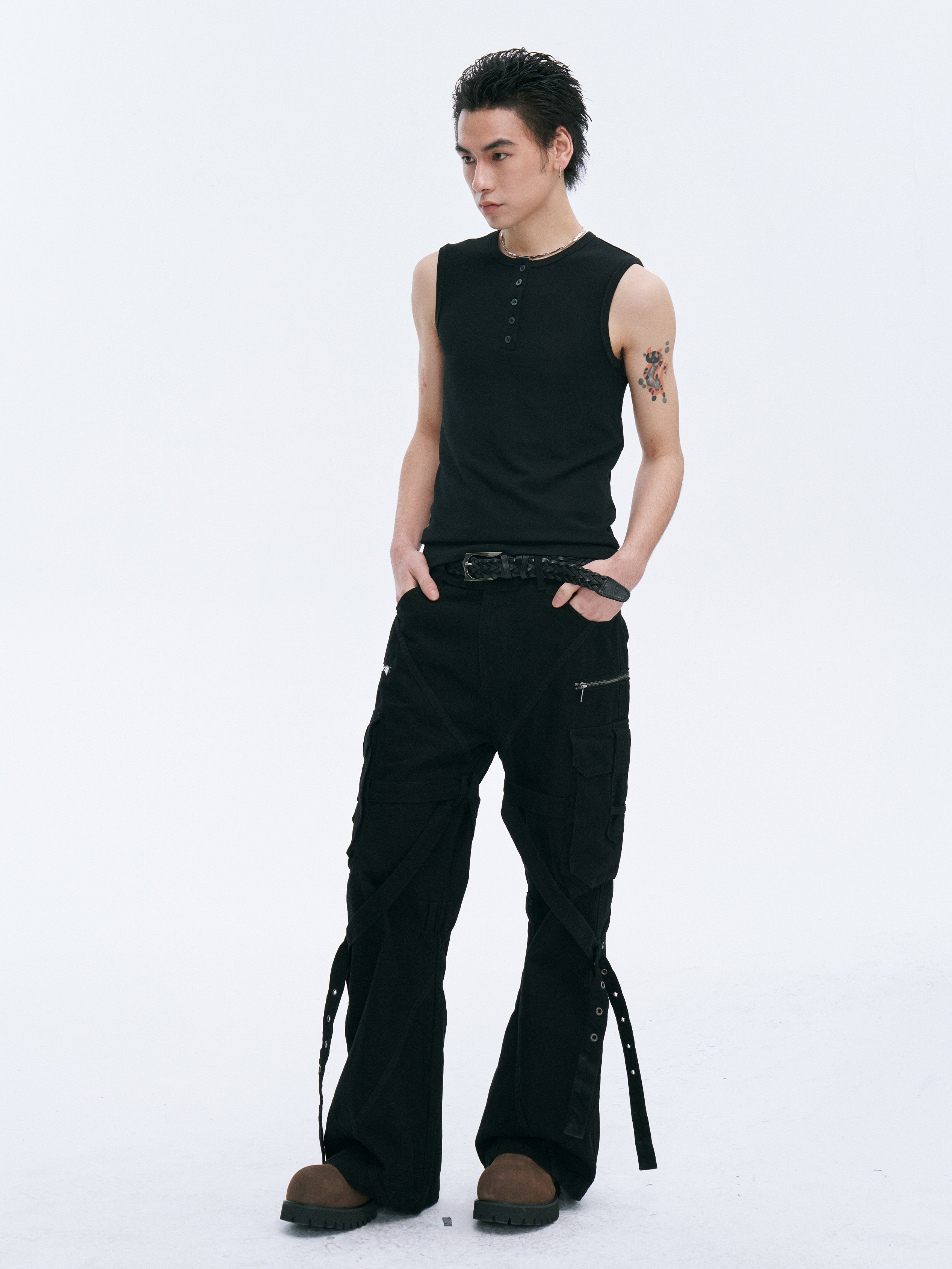 CATSSTAC Strap-Wrapped Spliced Cargo Pants