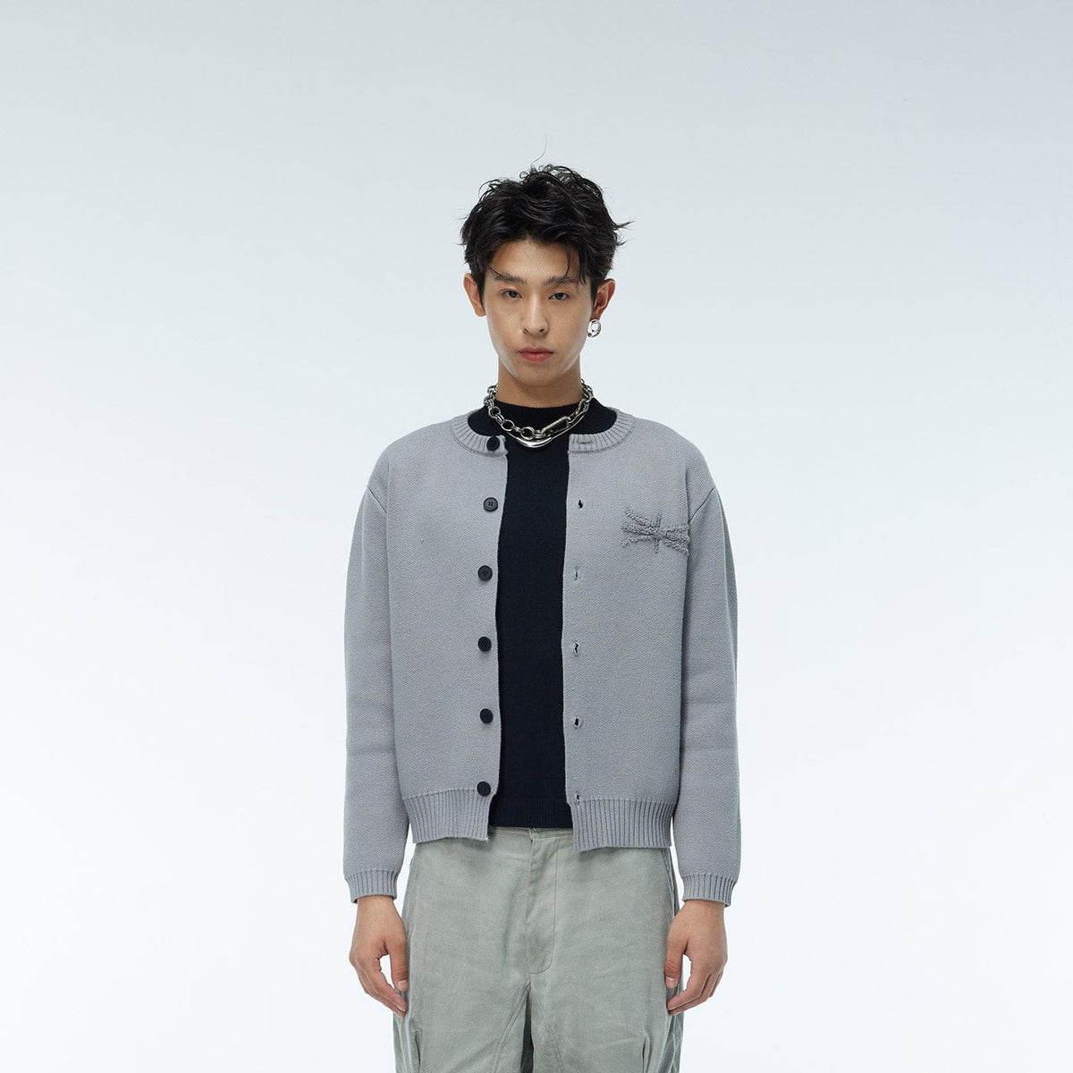 WHISTLEHUNTER Embroidered Logo Cardigan