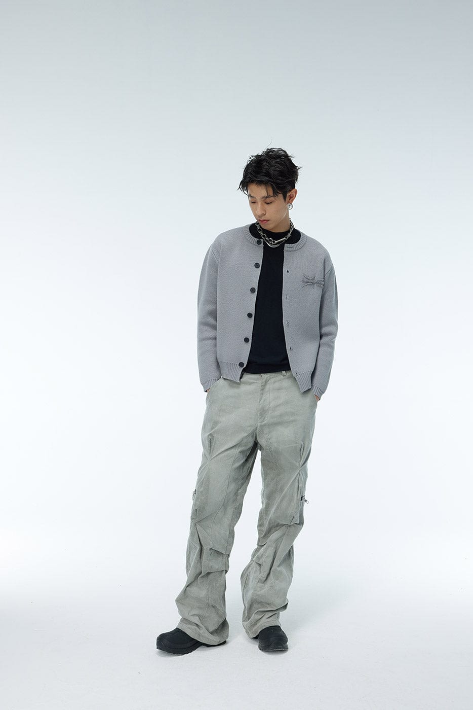 WHISTLEHUNTER Embroidered Logo Cardigan