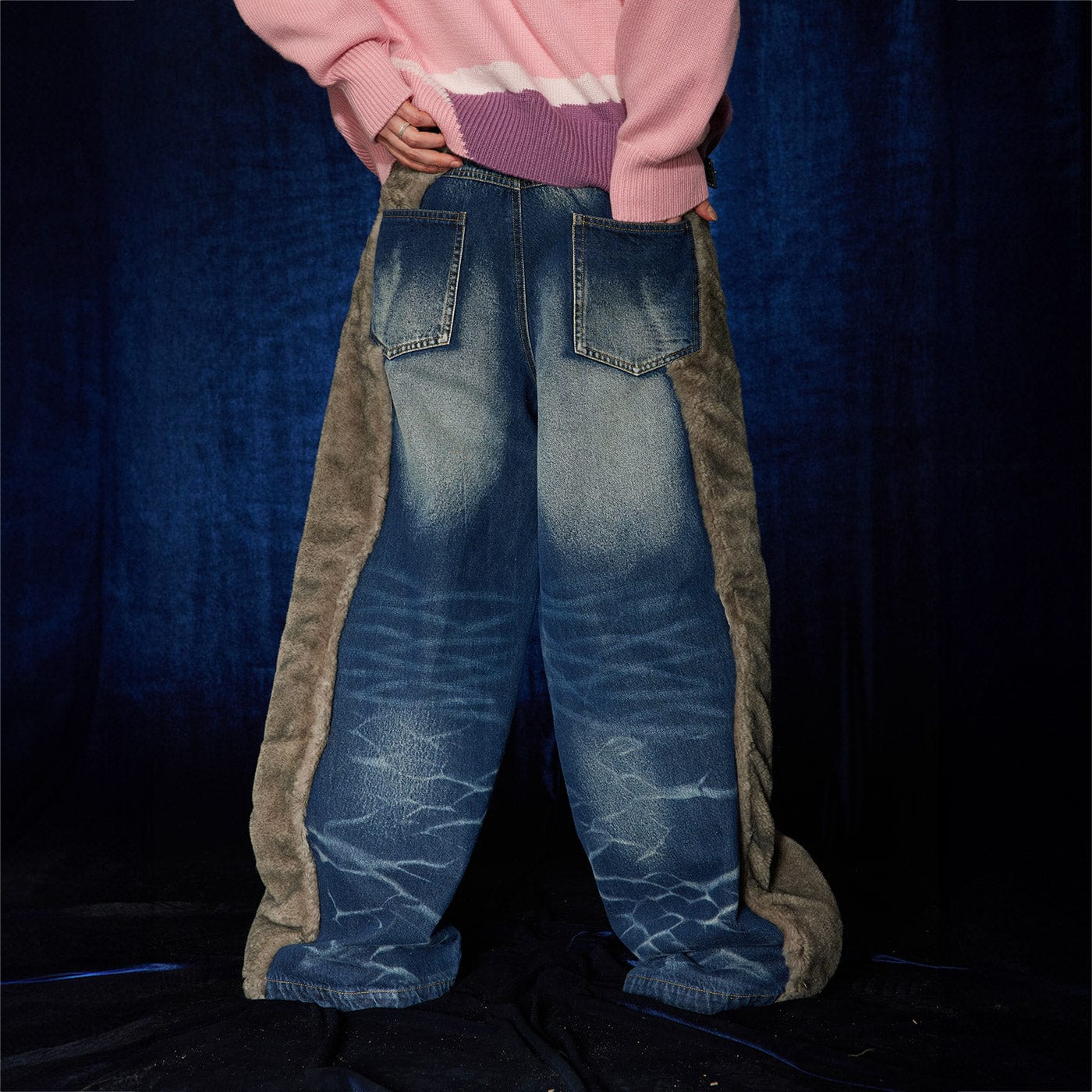 DND4DES Faux Fur Spliced Jeans