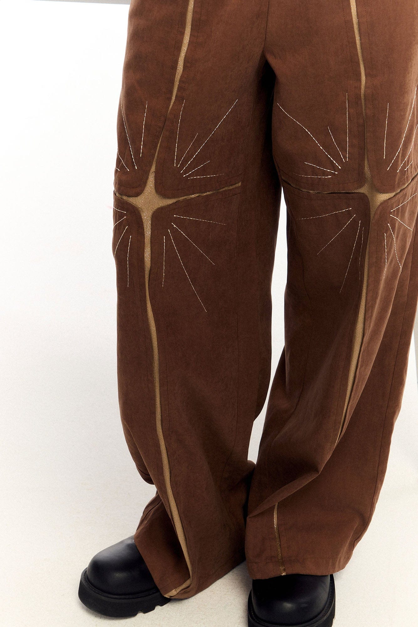 OIPWORD Middle Radiant Star Panel Wide-Leg Pants