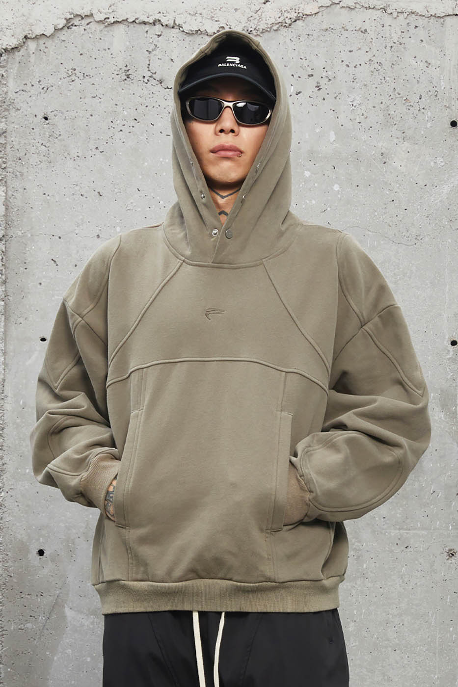 F2CE Deconstructed Spliced Buttoned Hoodie