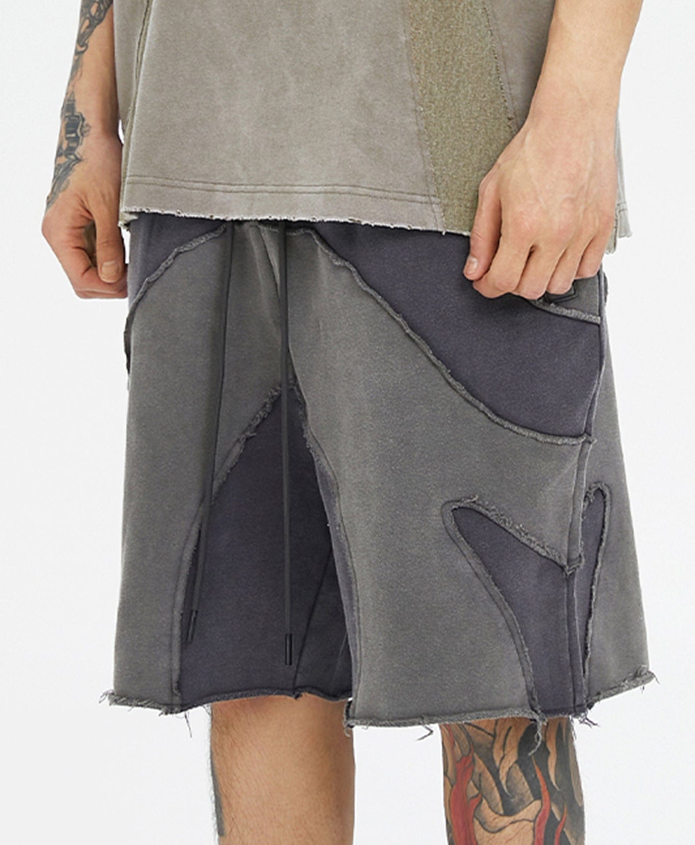 F2CE Distressed Spliced Shorts