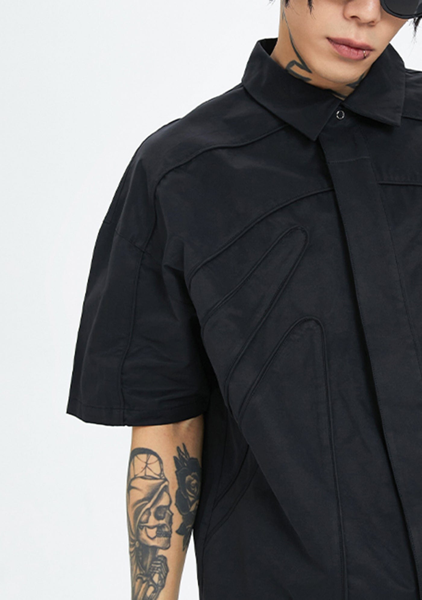 F2CE Spliced Metal Logo Half Shirt