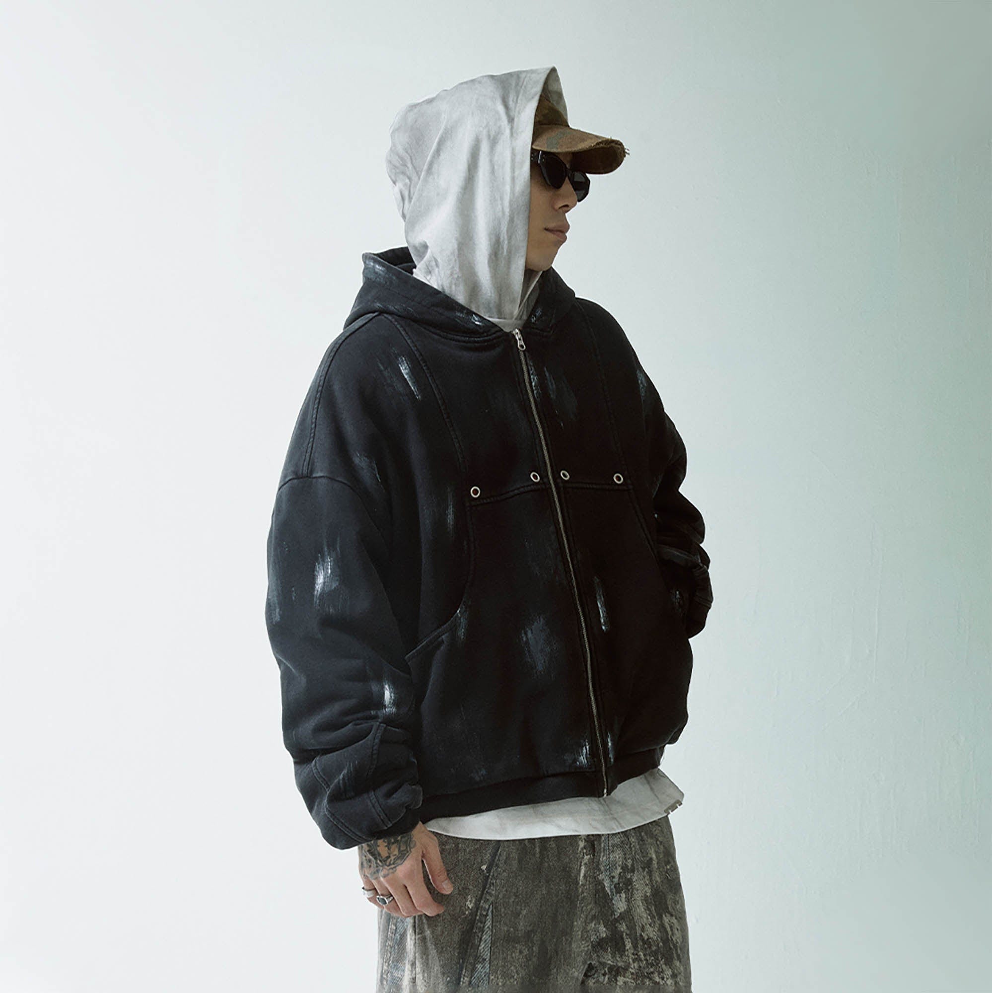 F2CE Brush-Paint Streak Hooded Jacket