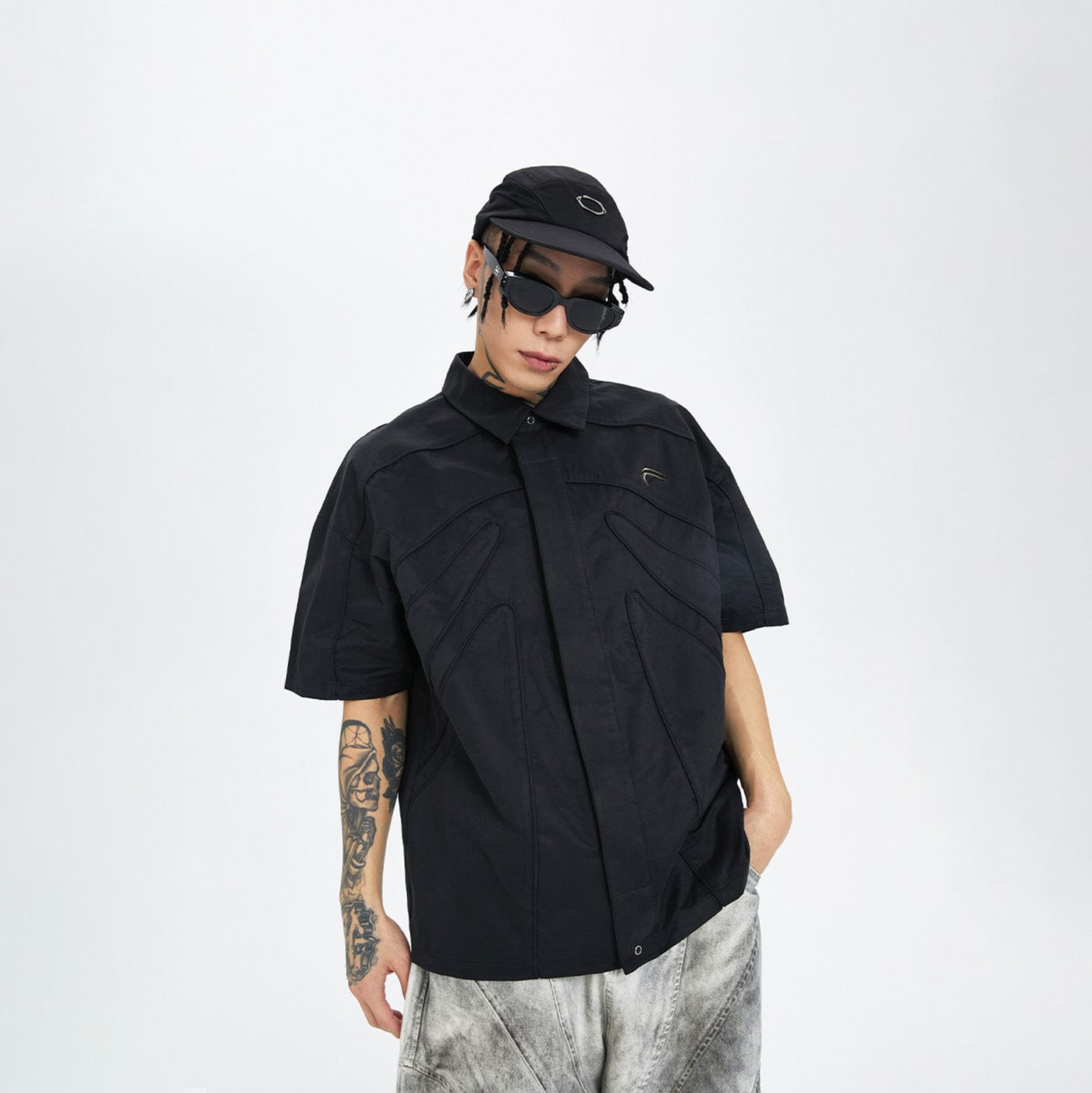 F2CE Spliced Metal Logo Half Shirt