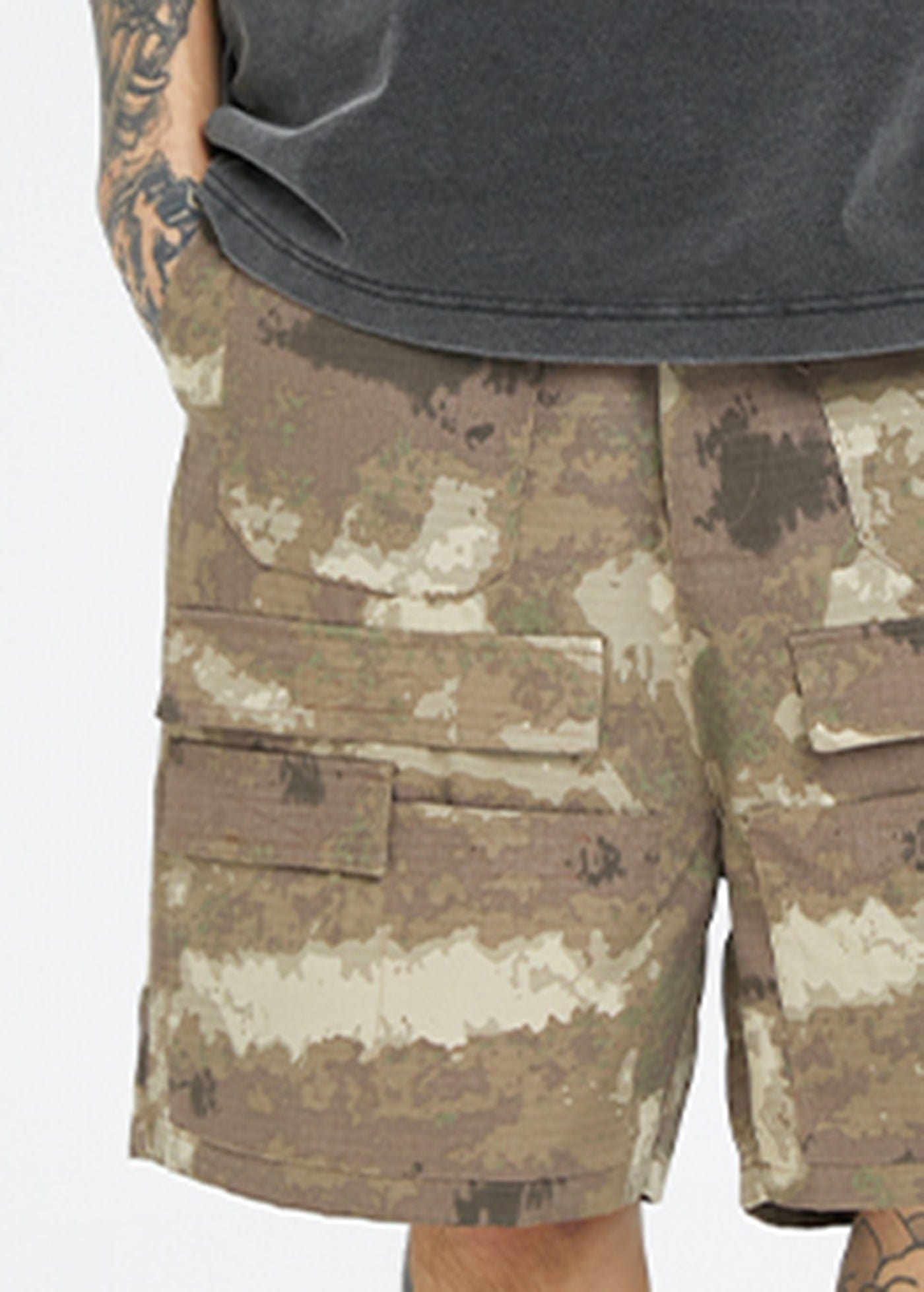 F2CE Retro Camo Multi Pocket Buckle Shorts