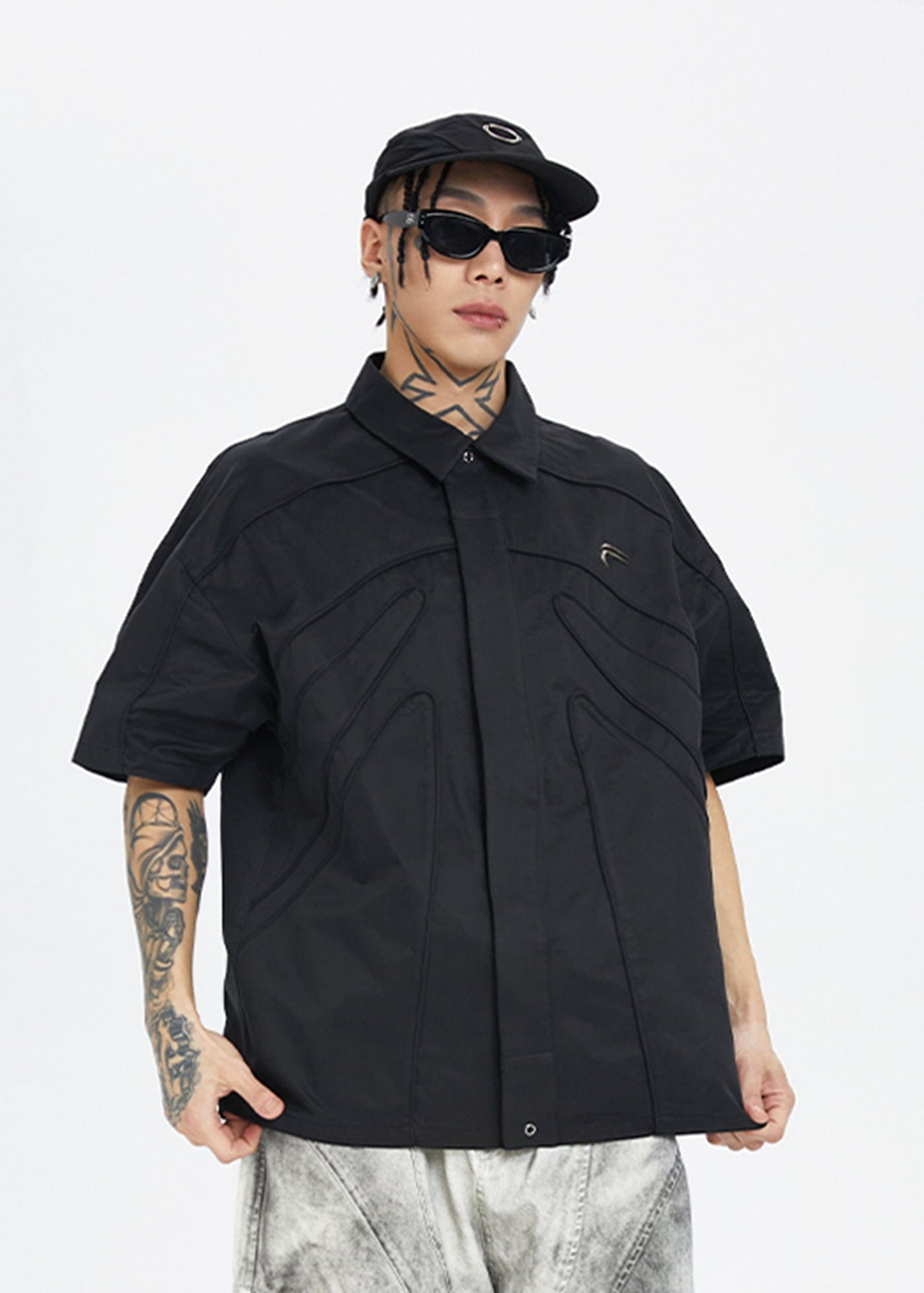 F2CE Spliced Metal Logo Half Shirt