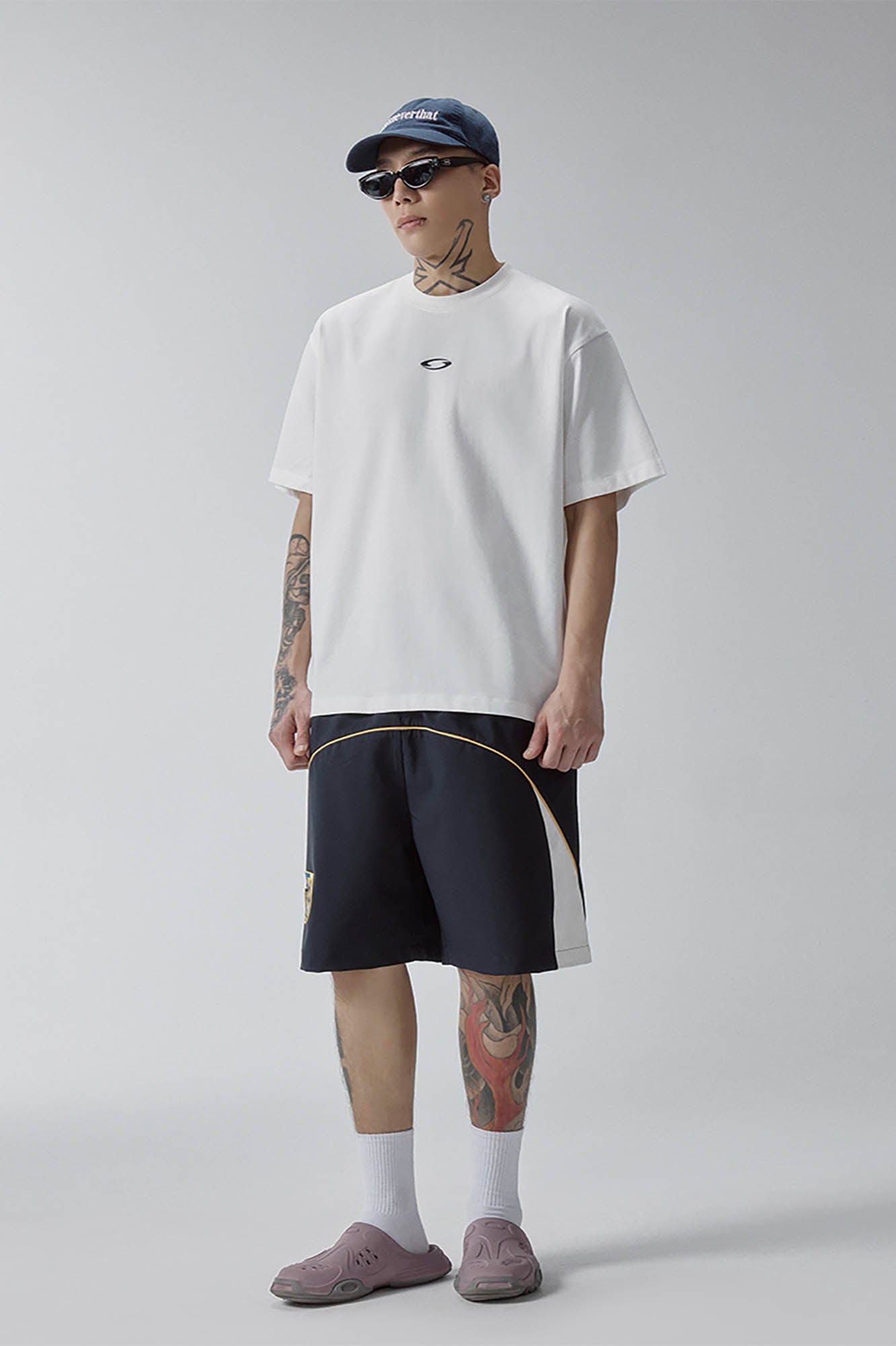 F2CE Curved Panel Embroidered Badge Shorts