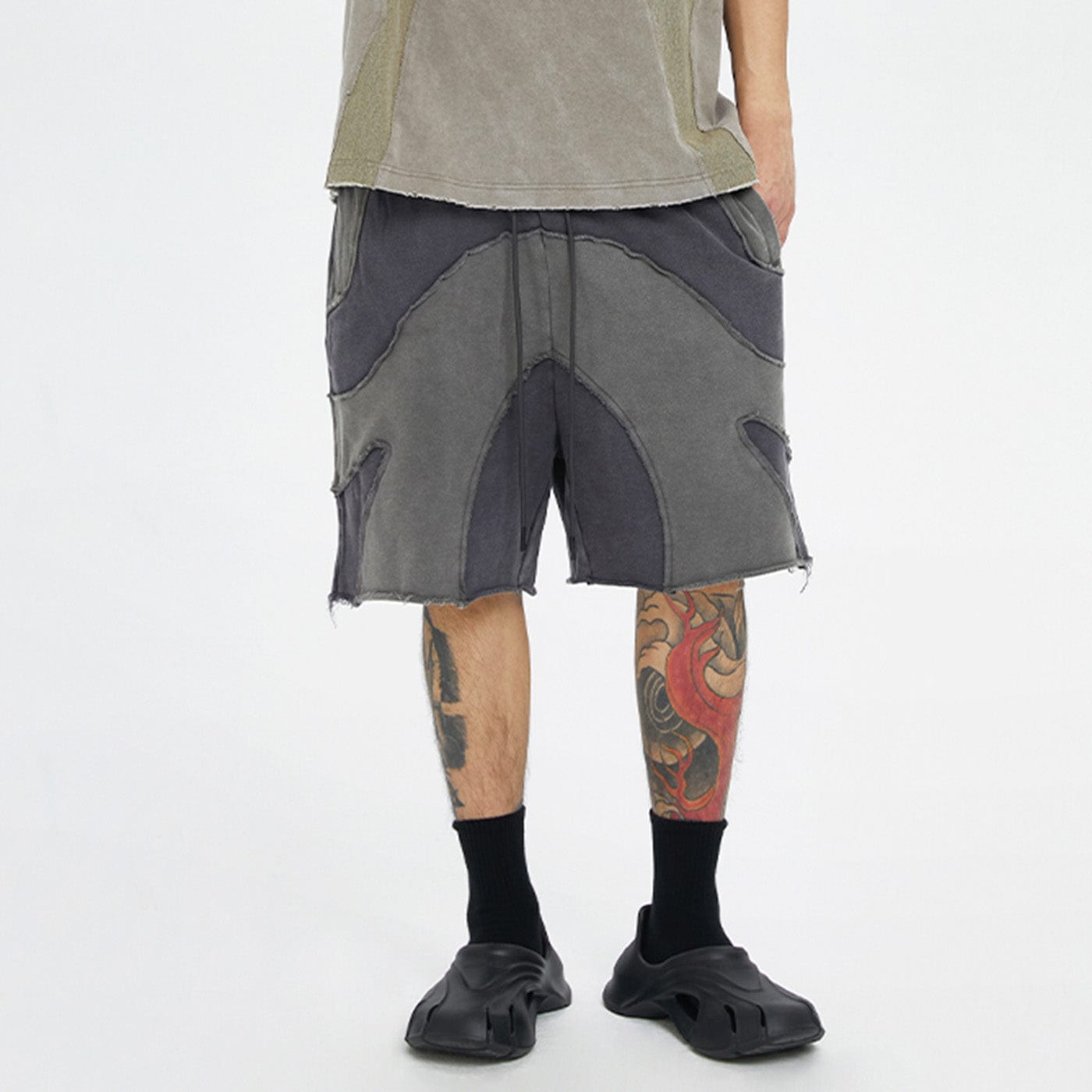 F2CE Distressed Spliced Shorts