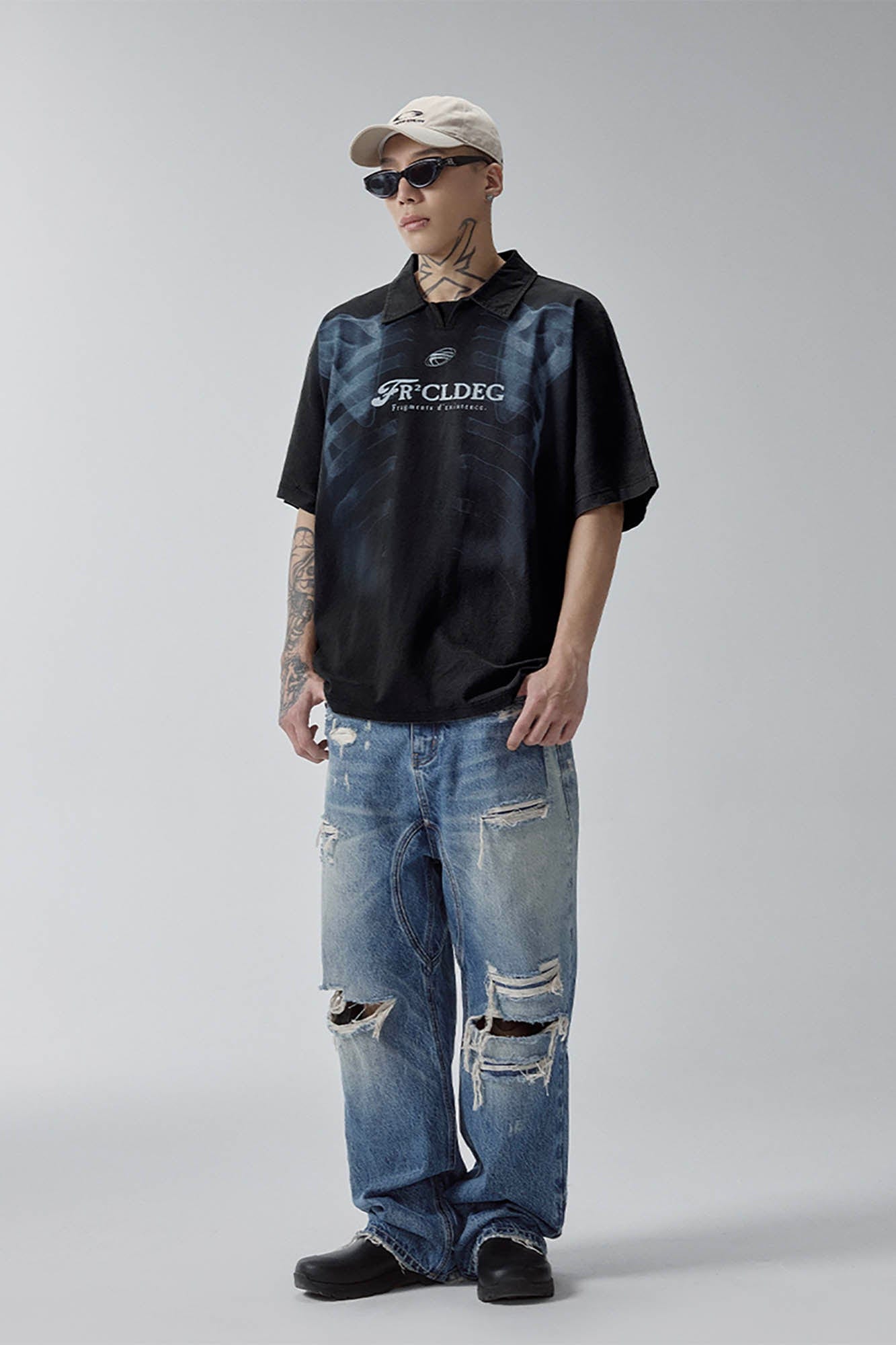 F2CE Distressed X-Ray Polo T-Shirt
