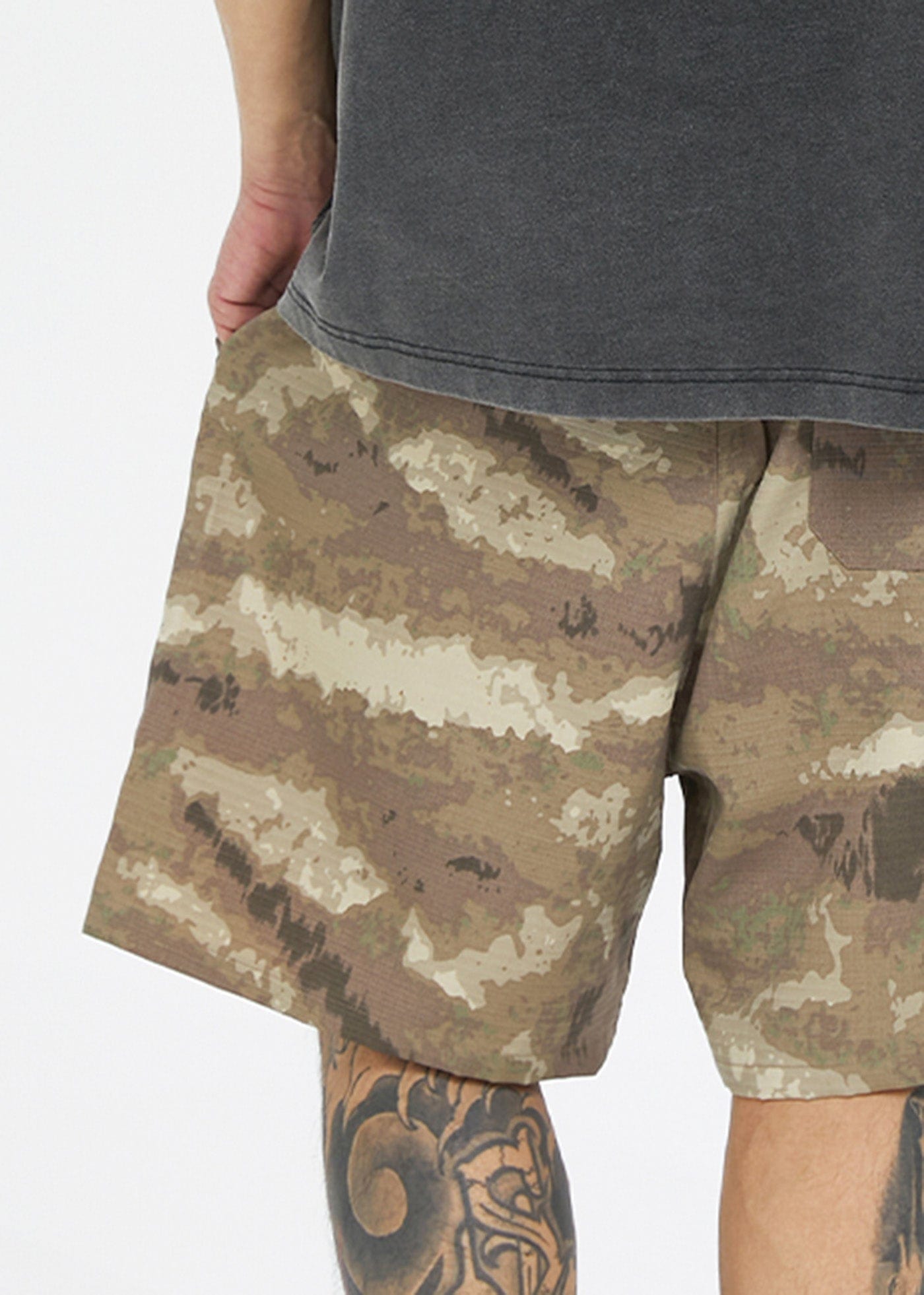 F2CE Retro Camo Multi Pocket Buckle Shorts