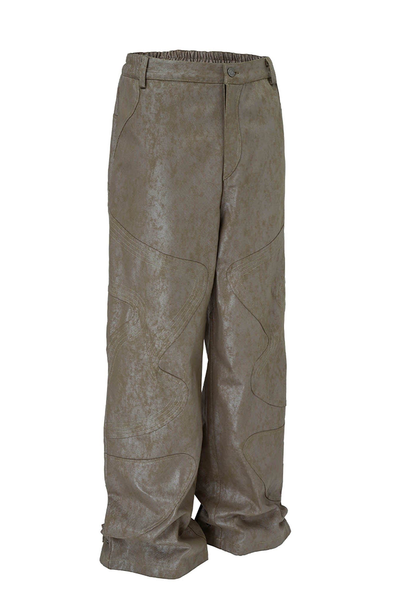F2CE Distressed Paneled Waxed Pants