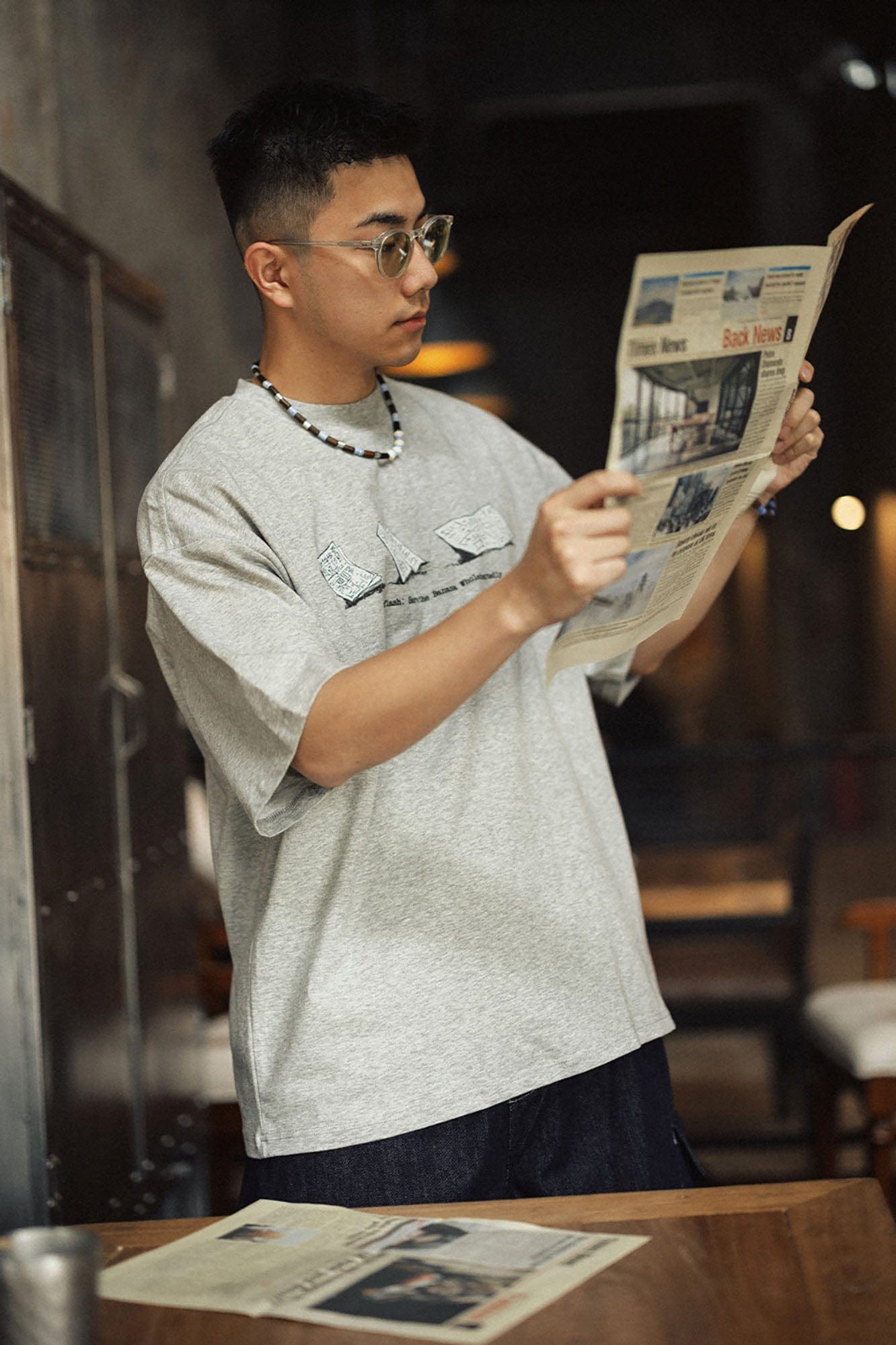 BANANA CLUB Newspaper Graphic Sorona Oversized T-Shirt