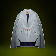 XIPHEVIL Deconstructed Utility Faux Suede Daoist Robe White