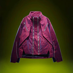 XIPHEVIL Mech Deconstructed Washed Denim Jacket Red