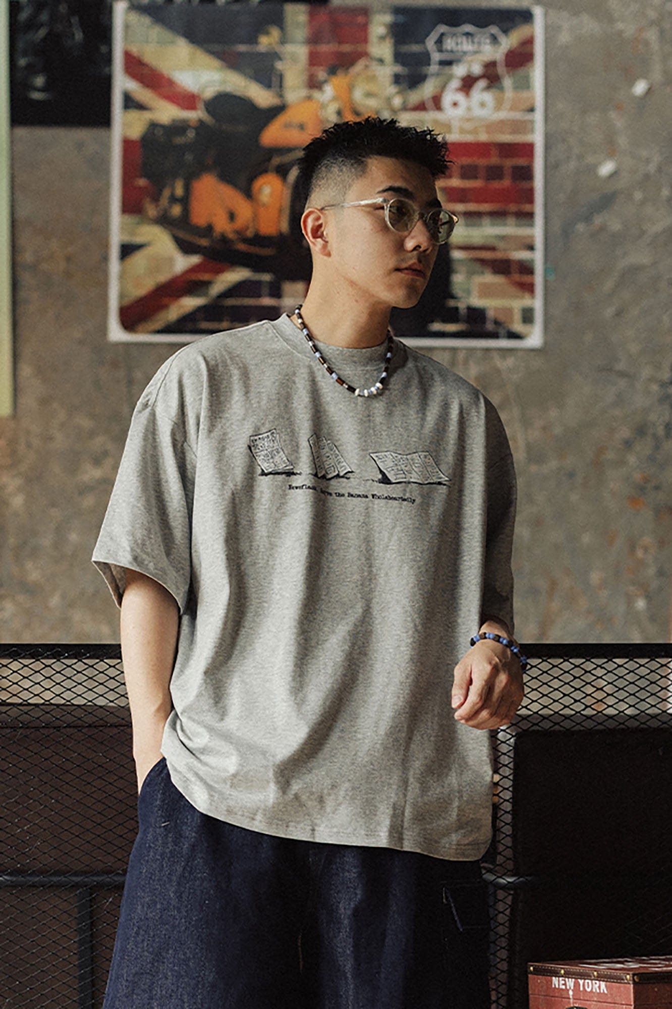 BANANA CLUB Newspaper Graphic Sorona Oversized T-Shirt
