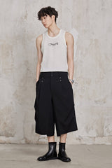 FACEONLAB Retro Pleated Raw-Edge Shorts