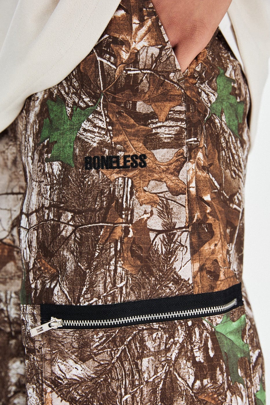 BONELESS Withered Leaves Crinkled Camo Cargo Pants