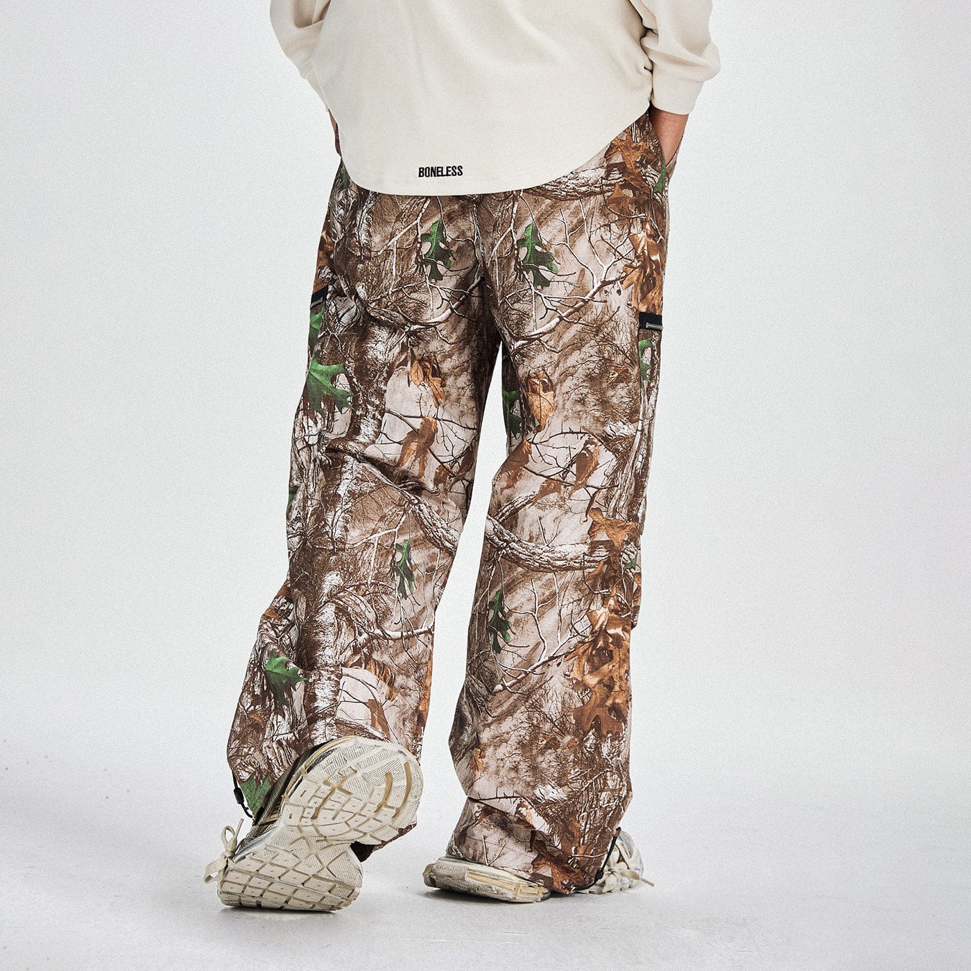 BONELESS Withered Leaves Crinkled Camo Cargo Pants