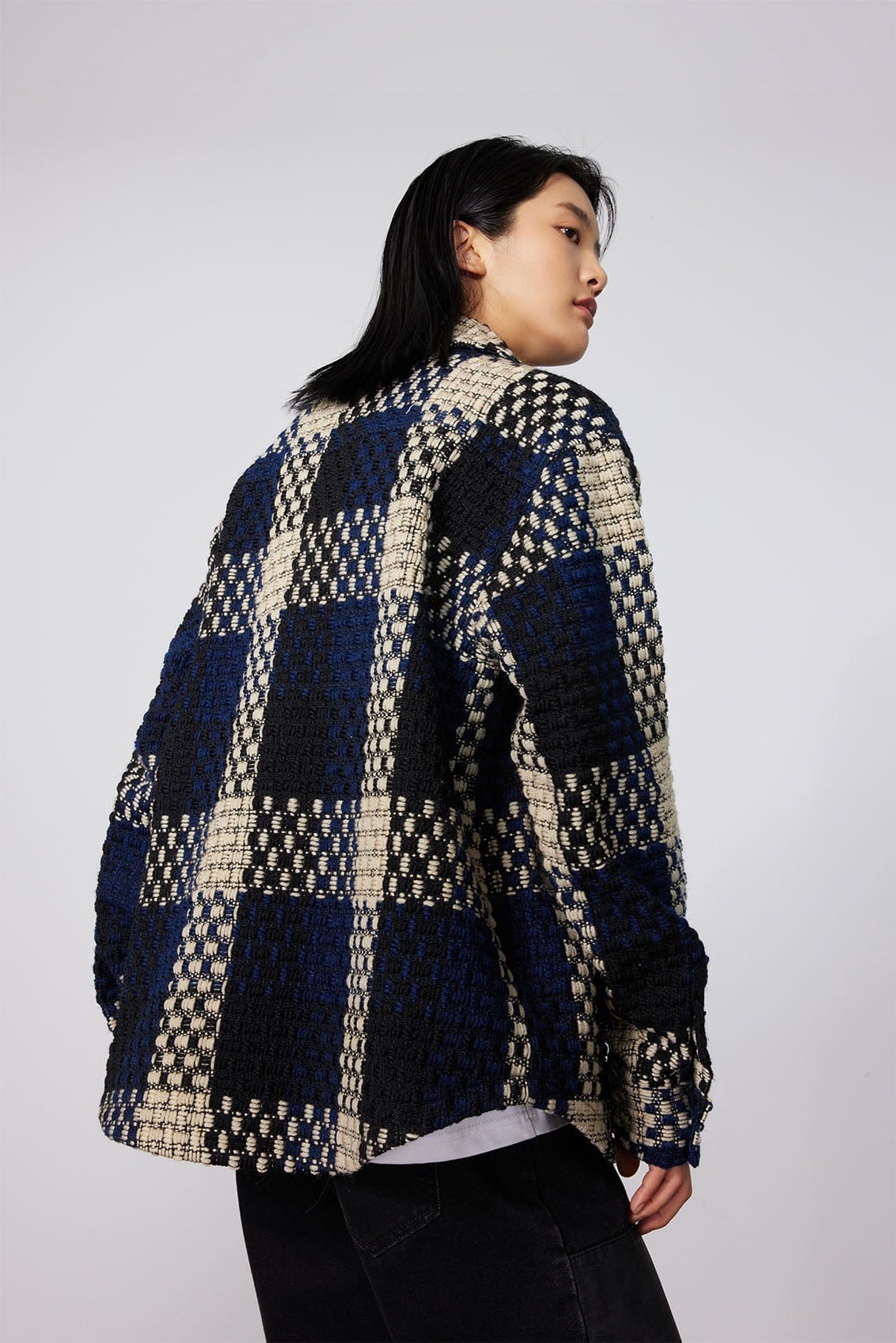 BONELESS Contrast Tweed Plaid Jacket