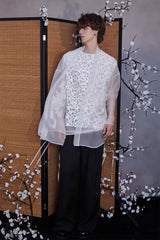 JIECHI Feathered Sequin Sheer Kimono Jacket
