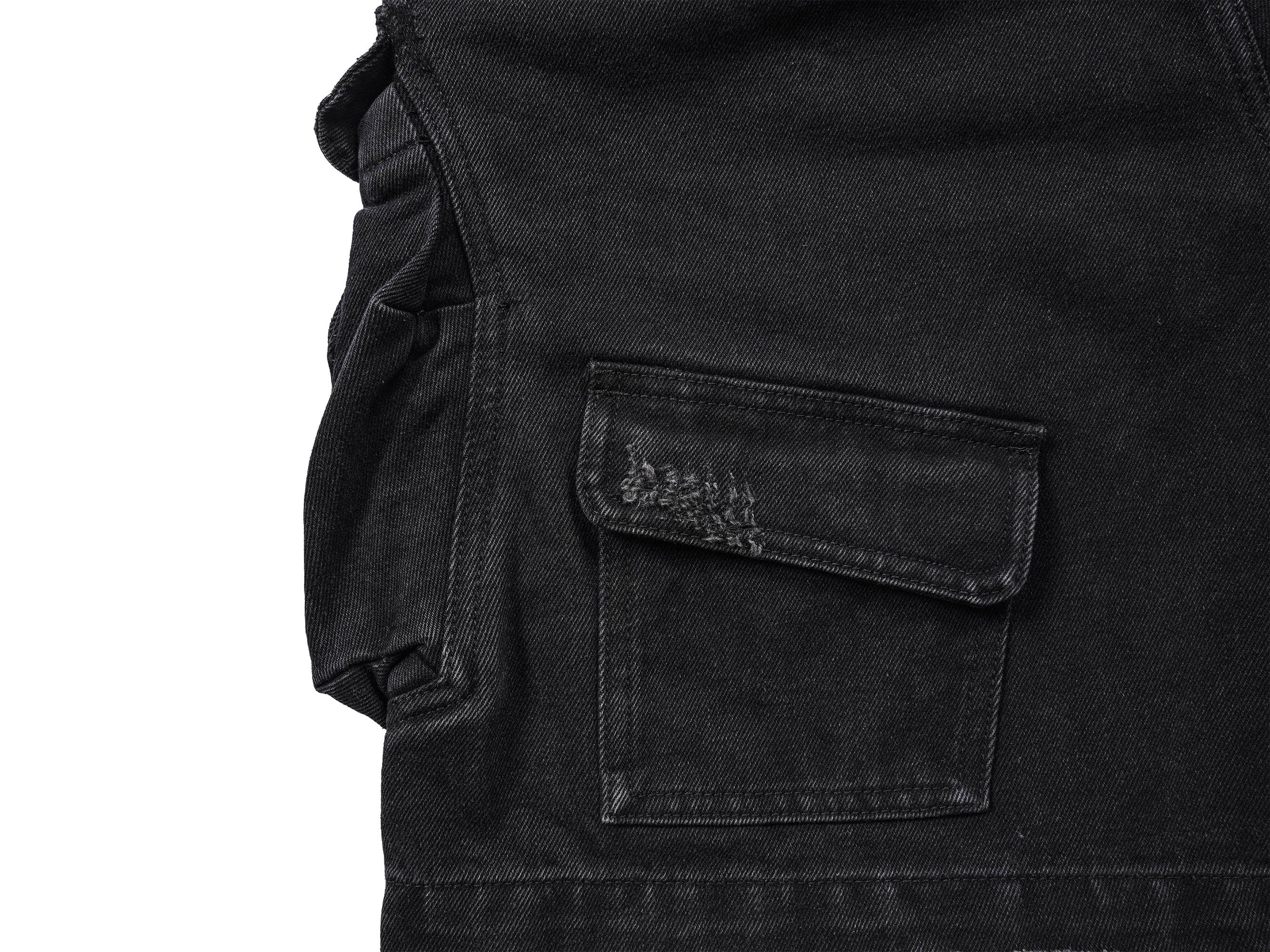 UNDERWATER Layered-Pocket Distressed Denim Shorts