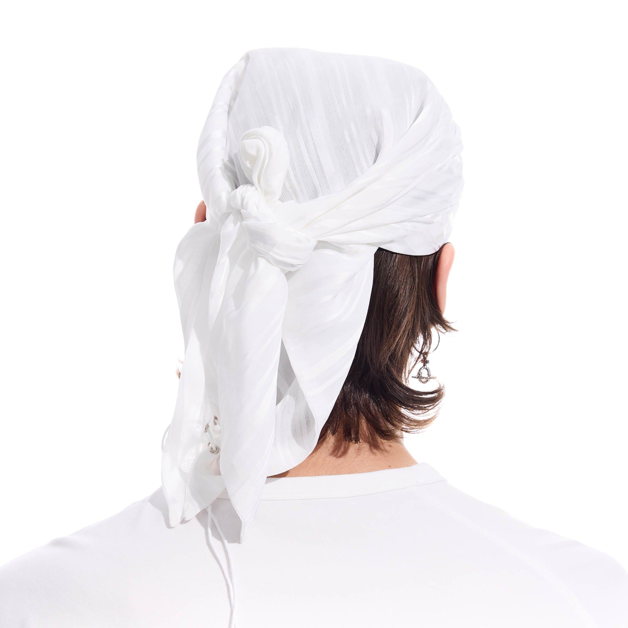 WHISTLEHUNTER Striped Detachable Chain Lace-Up Headscarf