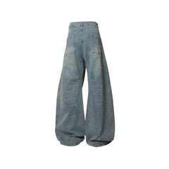RELABEL Washed Pleated Waist Baggy Jeans