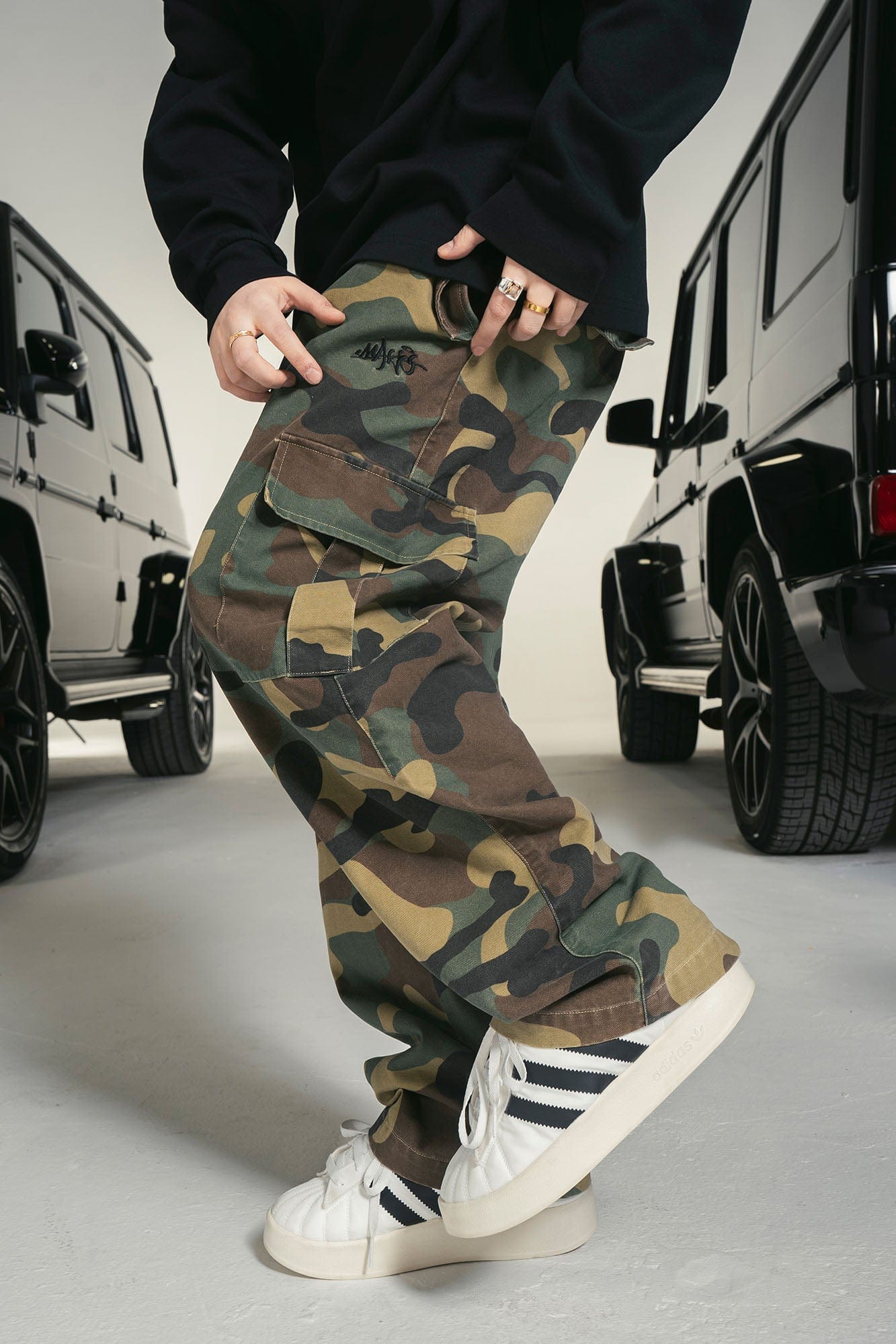 MAKEMORE Camo Drawstring Cargo Sweatpants