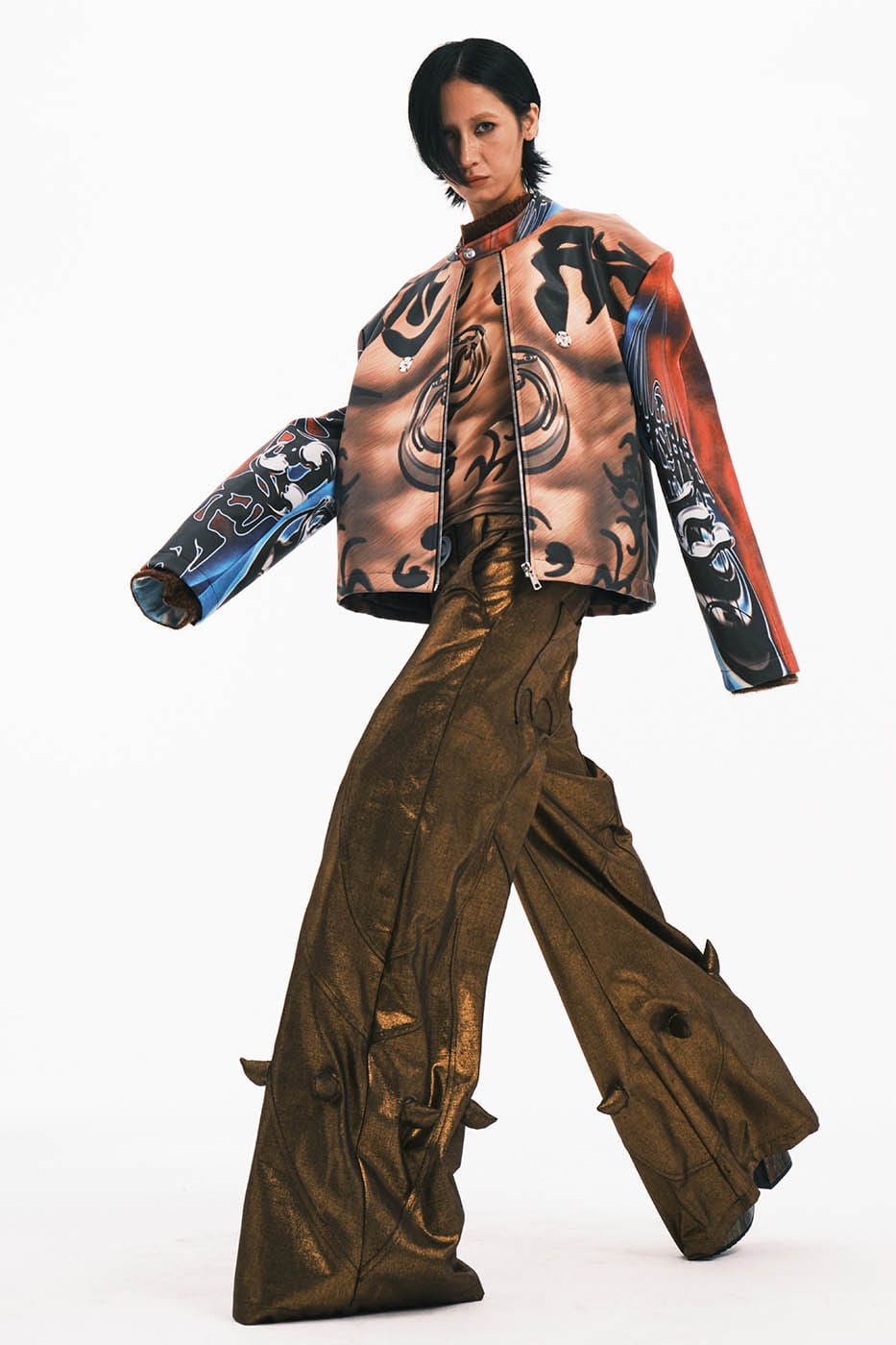 EMBRYO Cyber Totemic Muscle Faux Leather Jacket